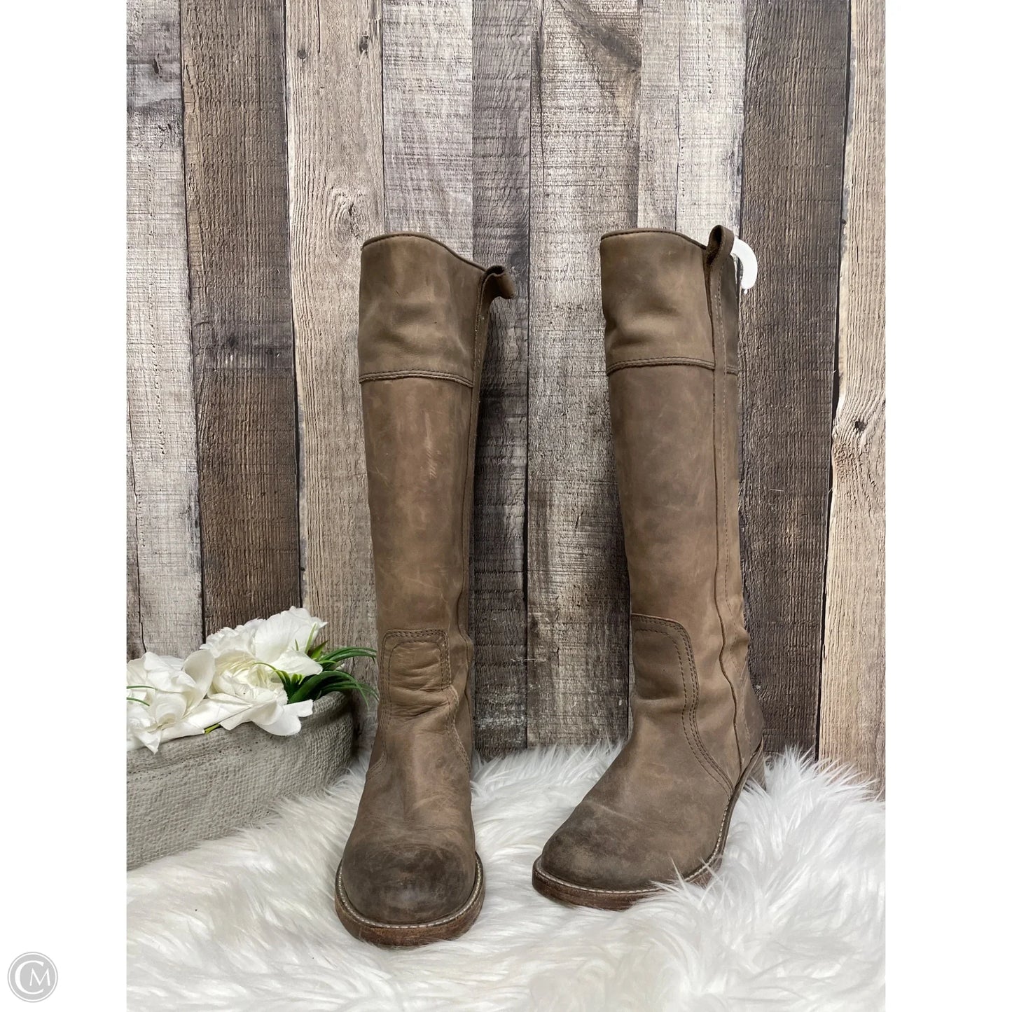 Boots Knee Heels By Halogen In Taupe, Size: 6.5