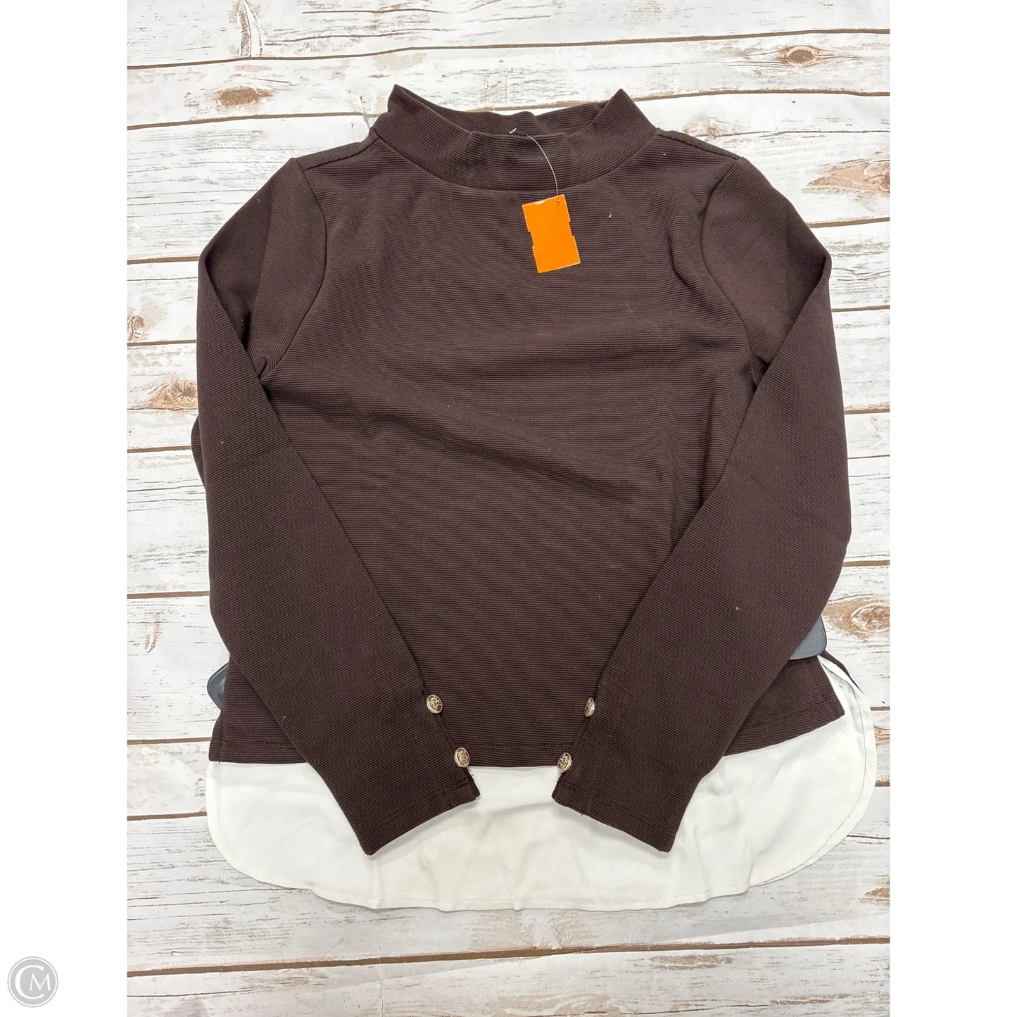 Top Long Sleeve By Ann Taylor In Brown, Size: Xs