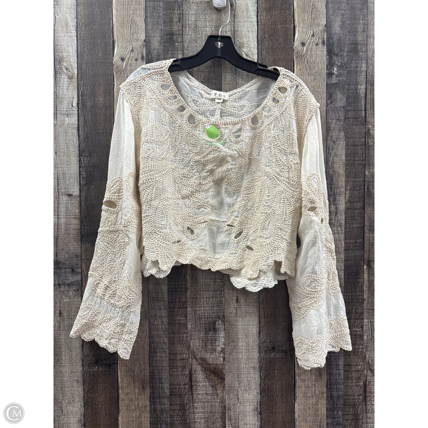 Top Long Sleeve By Pol In Cream, Size: S