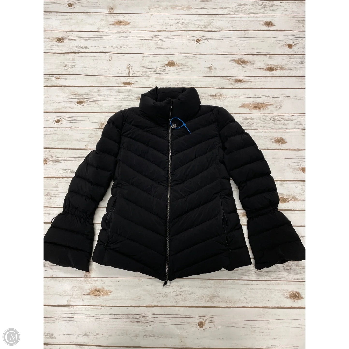 Coat Luxury Designer By Moncler In Black, Size: S