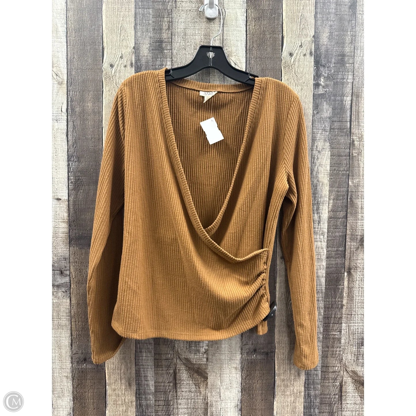 Top Long Sleeve By Ana In Brown, Size: L