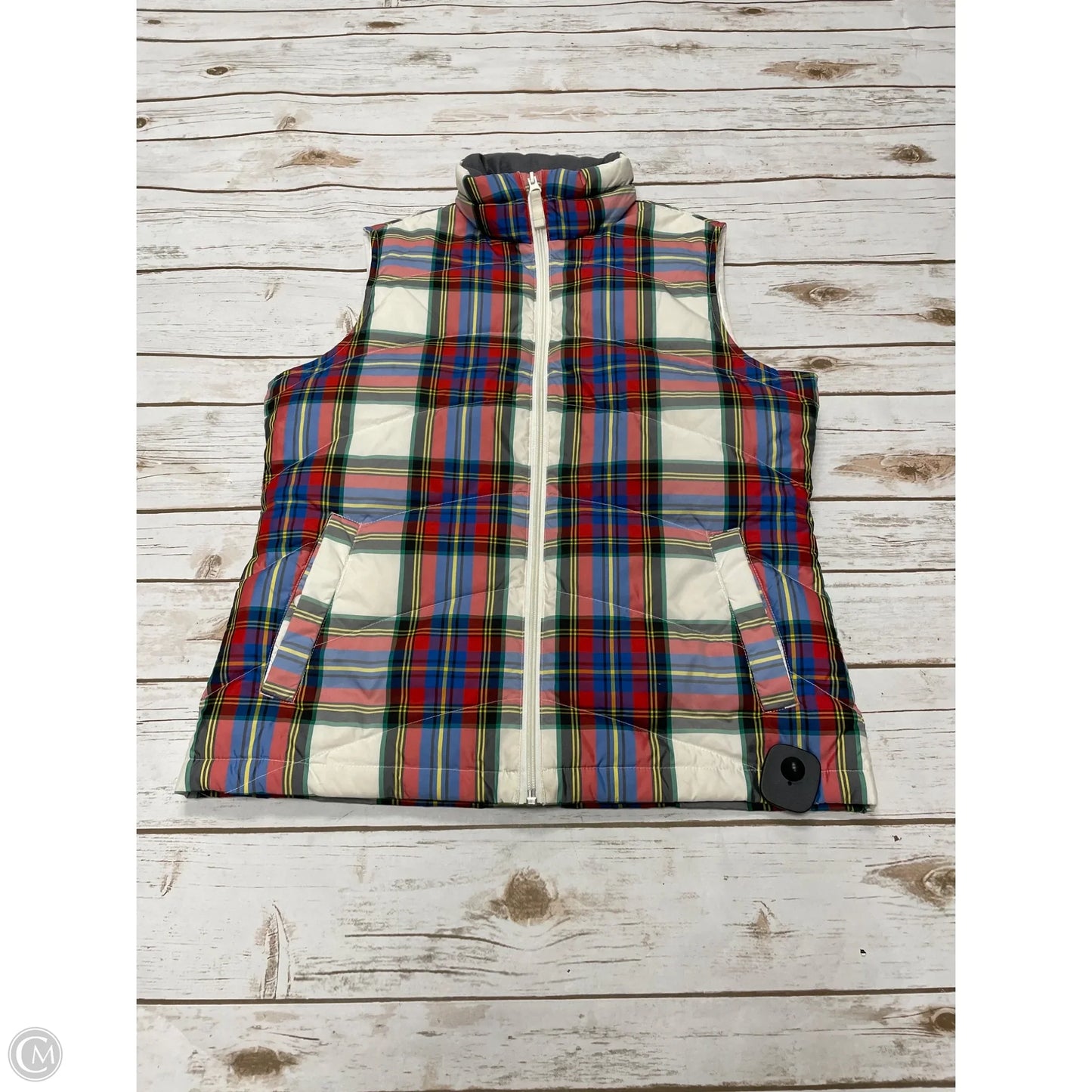 Vest Puffer & Quilted By Lands End In Plaid Pattern, Size: S