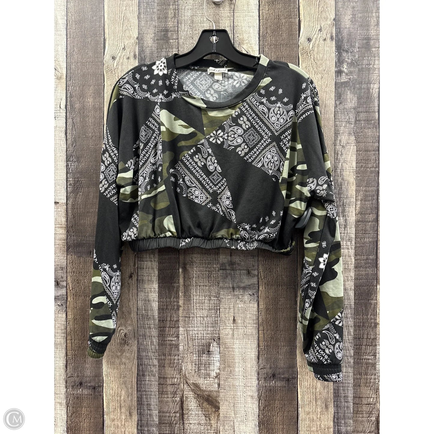 Top Long Sleeve By Derek Heart In Camouflage Print, Size: L