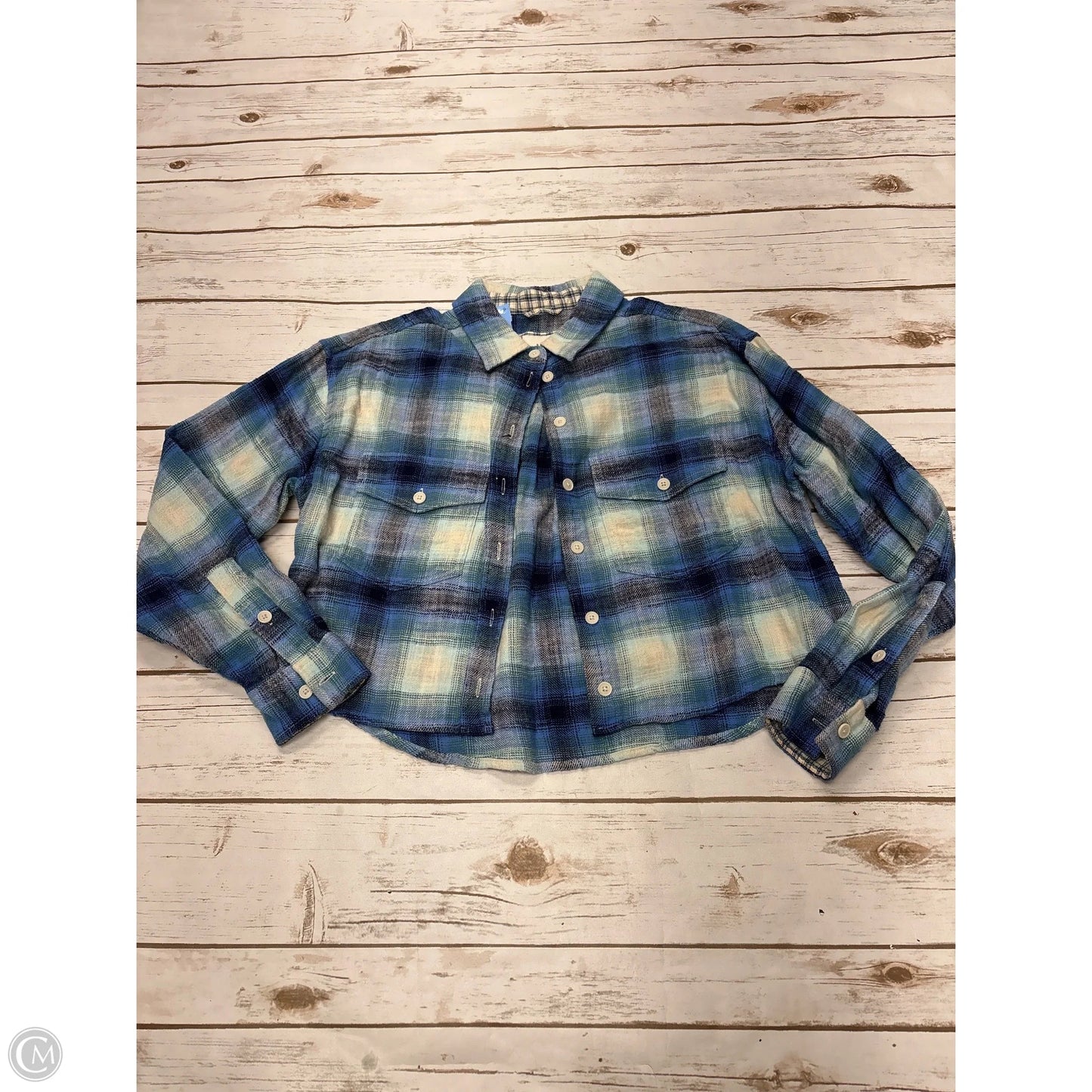 Top Long Sleeve By American Eagle In Plaid Pattern, Size: Xs