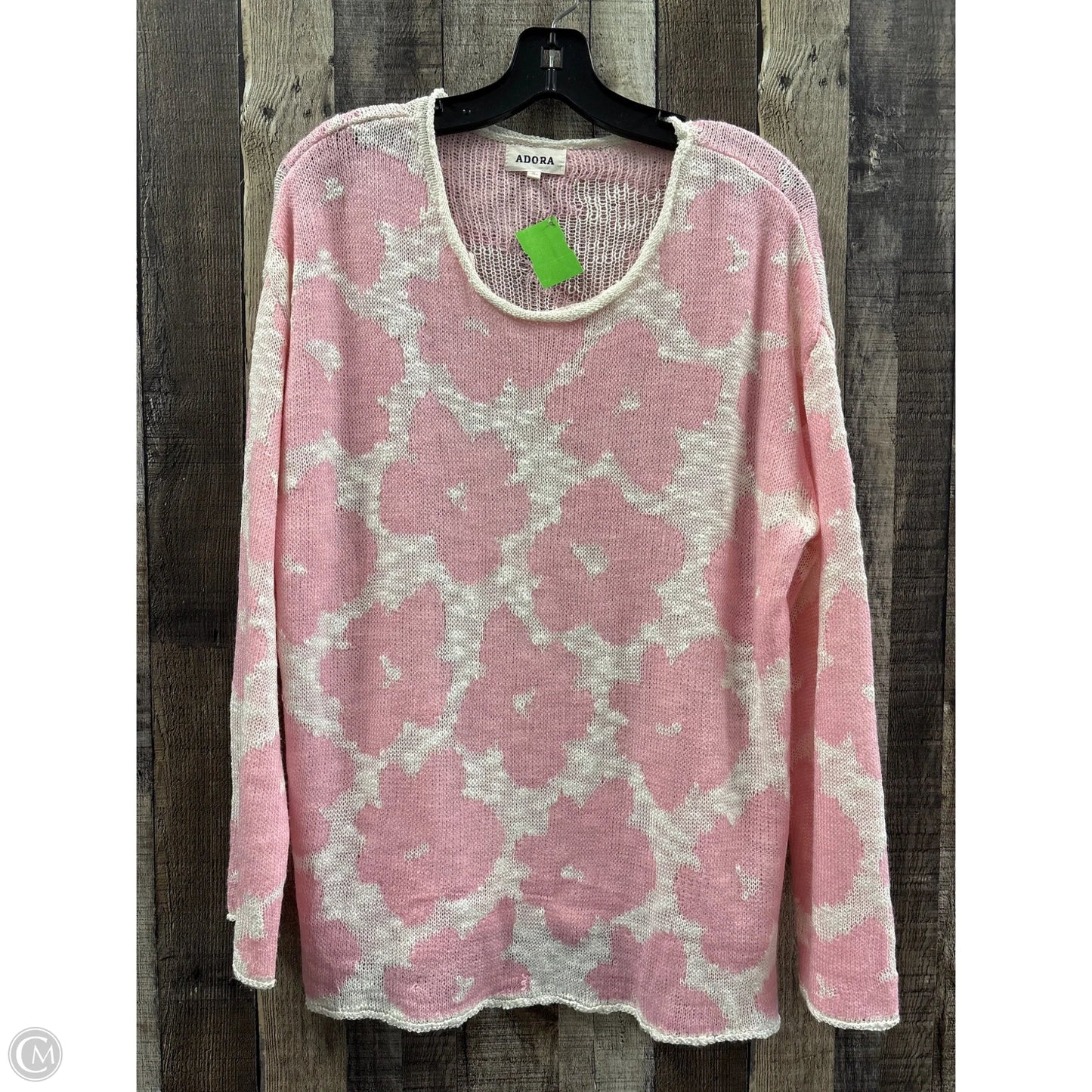 Sweater By Adora In Pink & White, Size: S