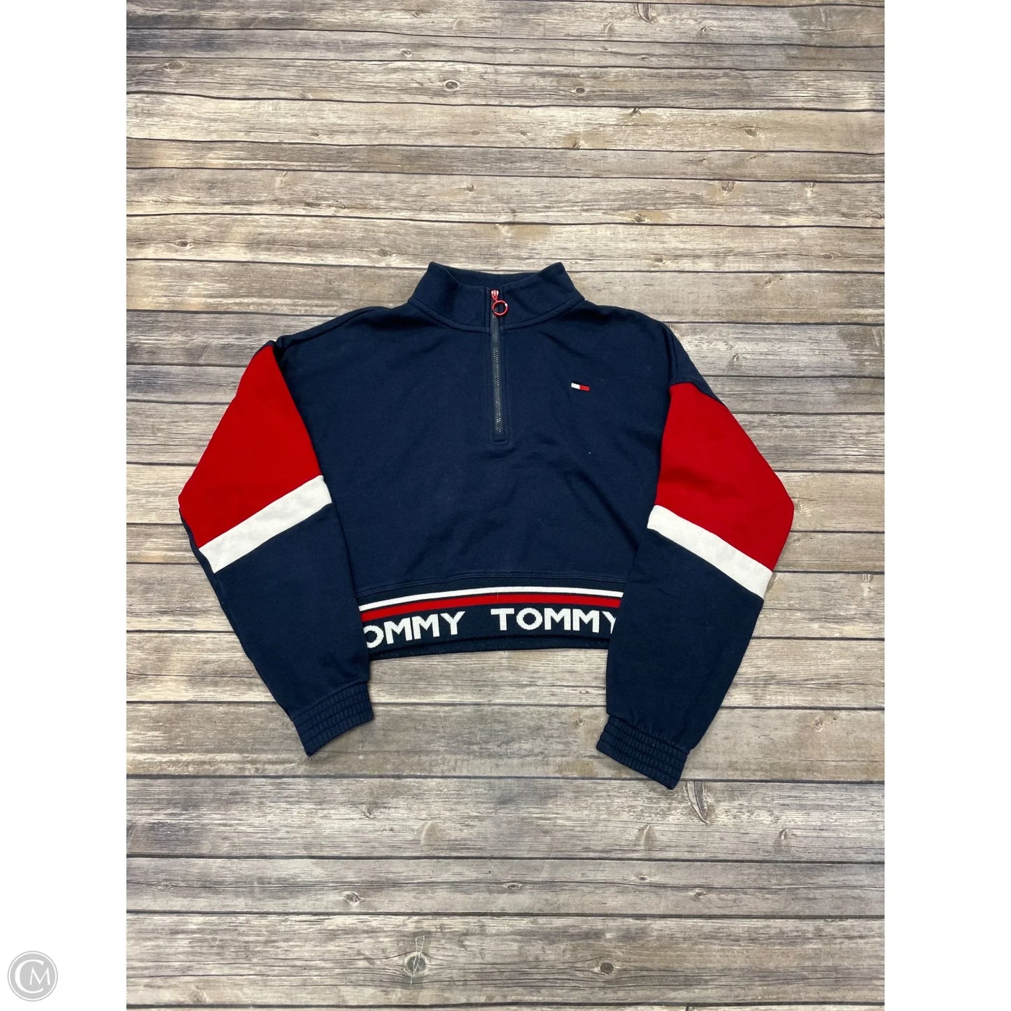 Athletic Jacket By Tommy Hilfiger In Navy, Size: M