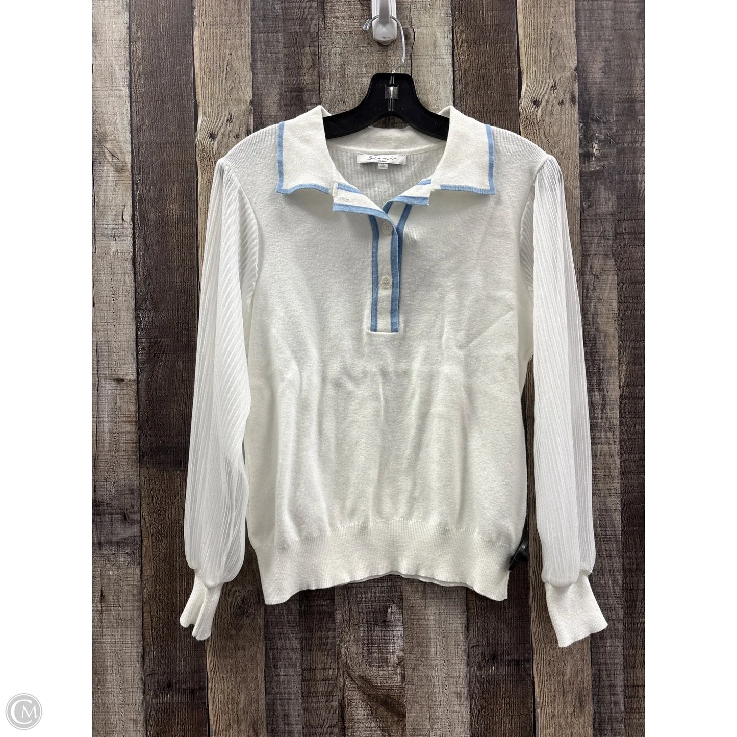 Top Long Sleeve By Cme In White, Size: M