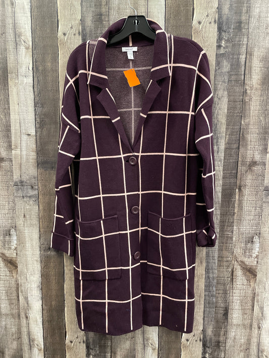 Sweater Cardigan By Nine West In Maroon, Size: S