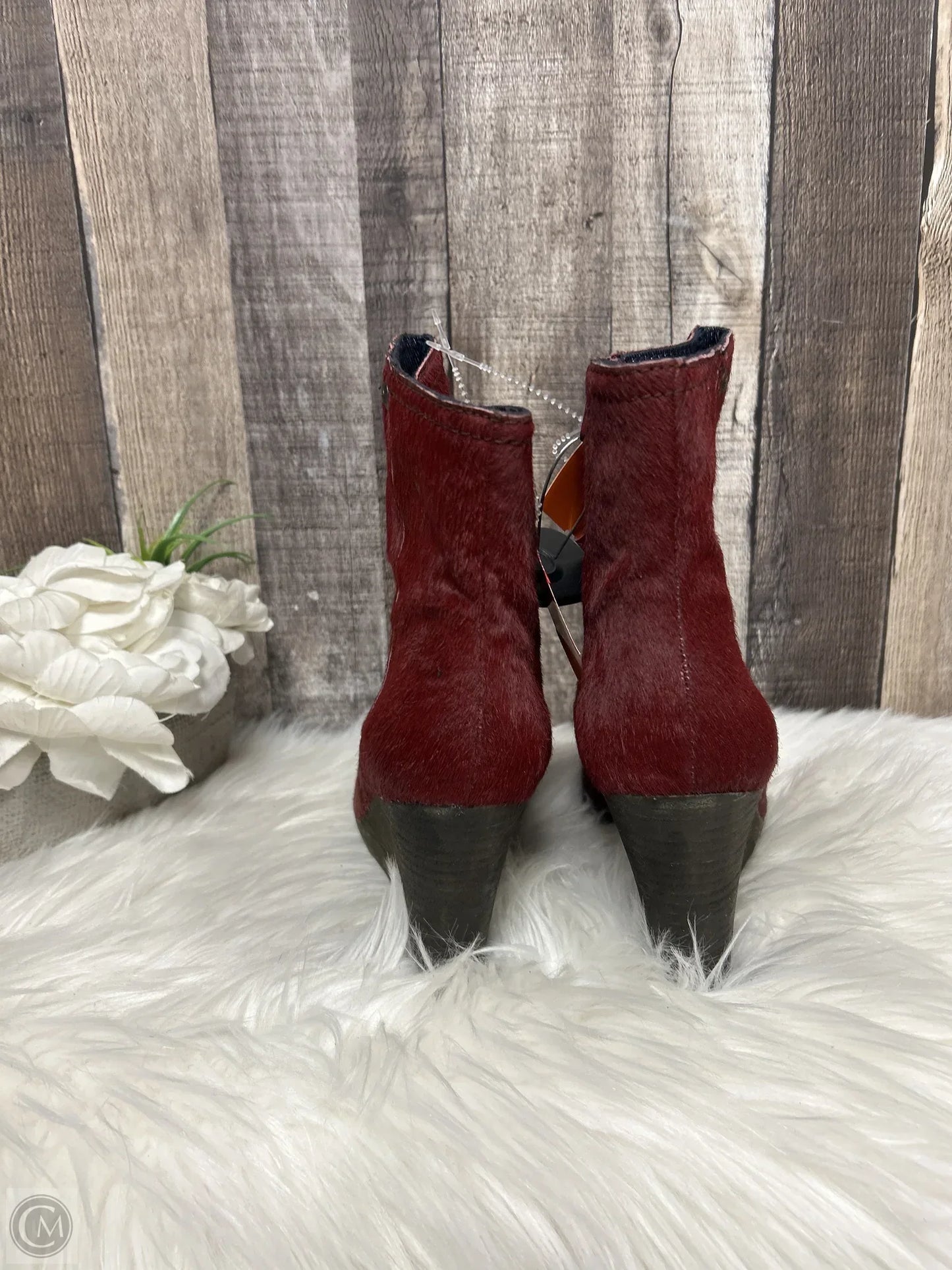 Boots Ankle Heels By Calvin Klein In Red, Size: 9