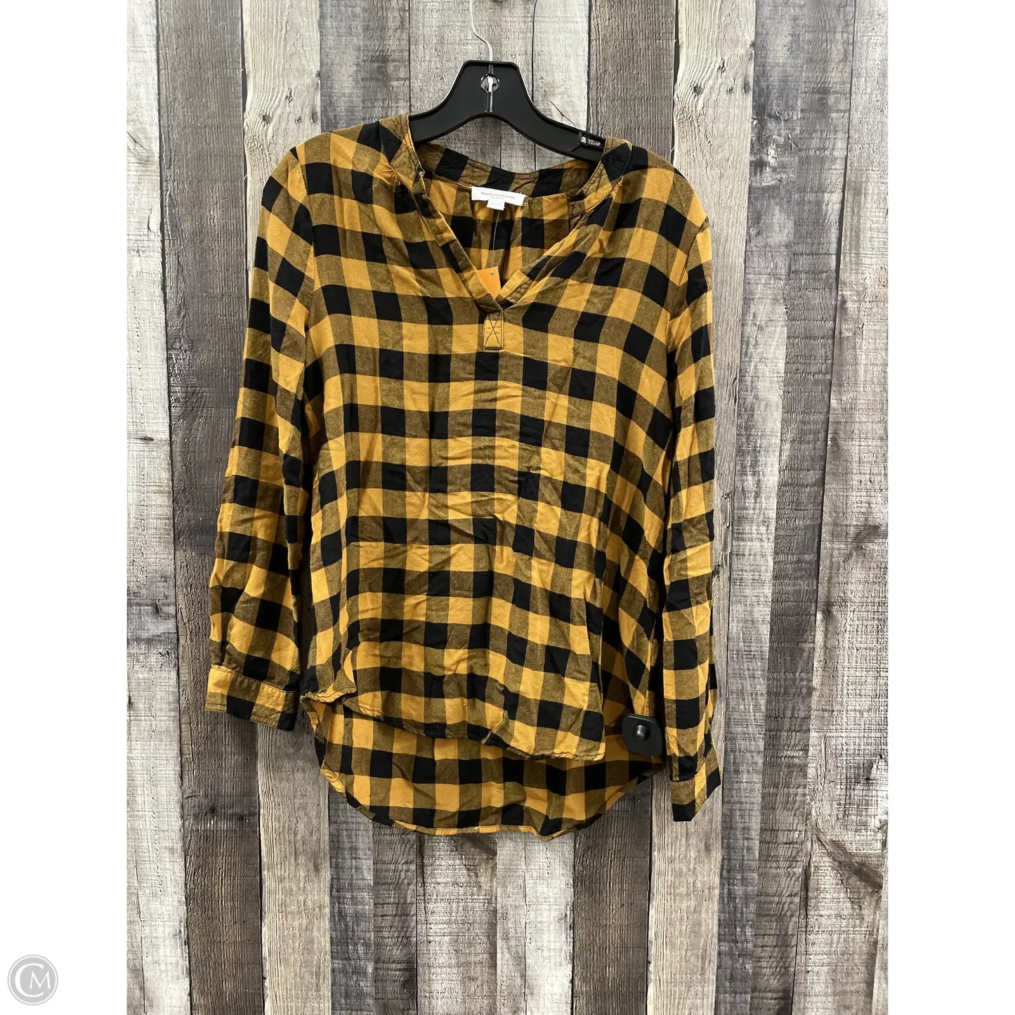 Top Long Sleeve By Beachlunchlounge In Checkered Pattern, Size: Xs