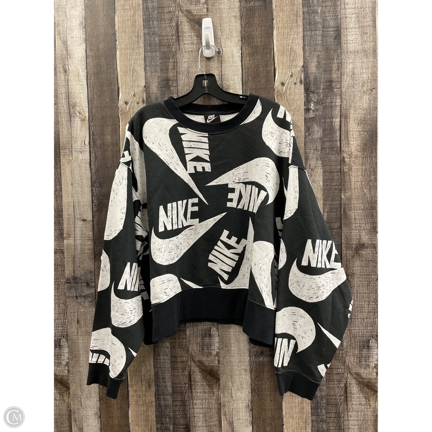 Athletic Sweatshirt Crewneck By Nike In Black & White, Size: 2x