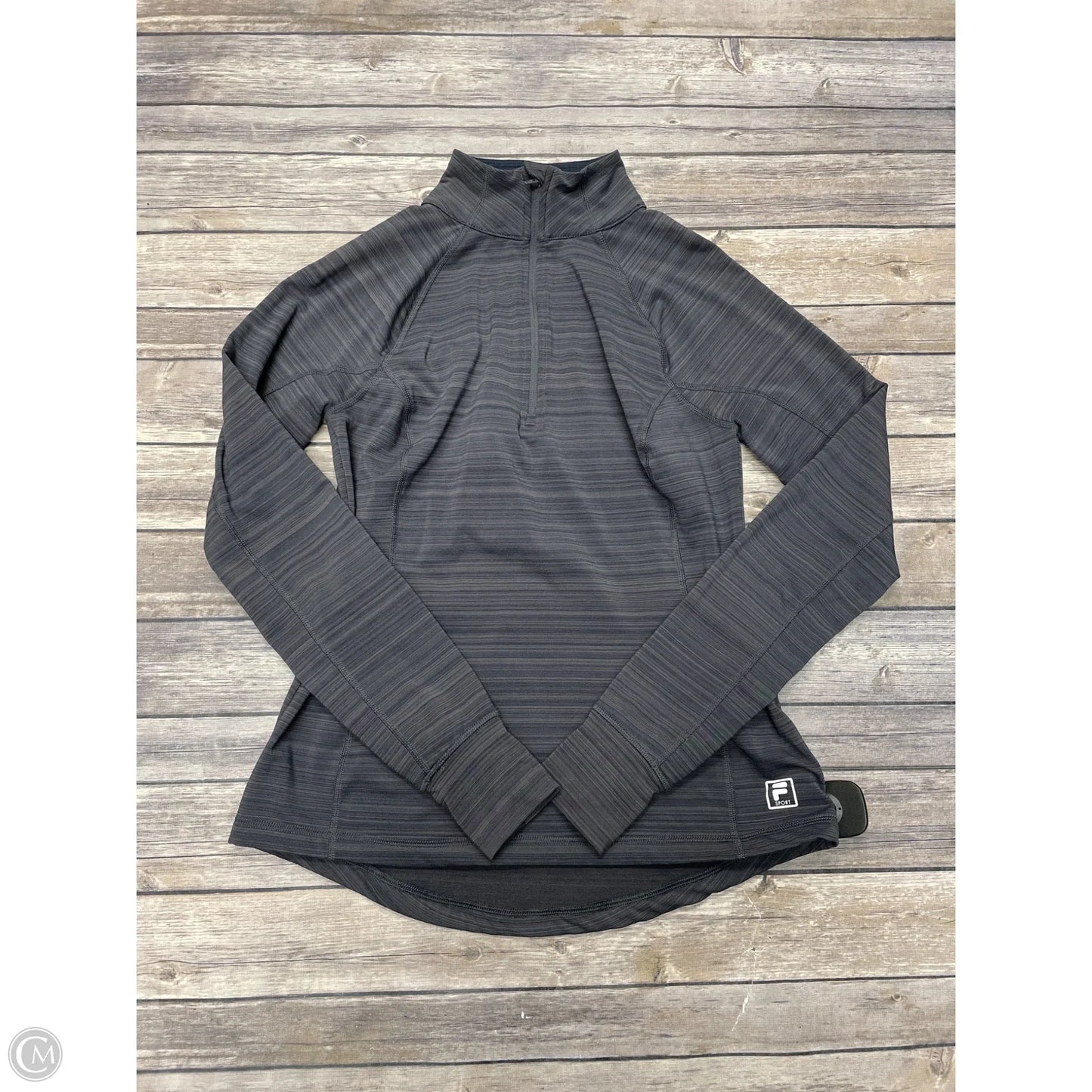 Athletic Top Long Sleeve Collar By Fila In Grey, Size: S