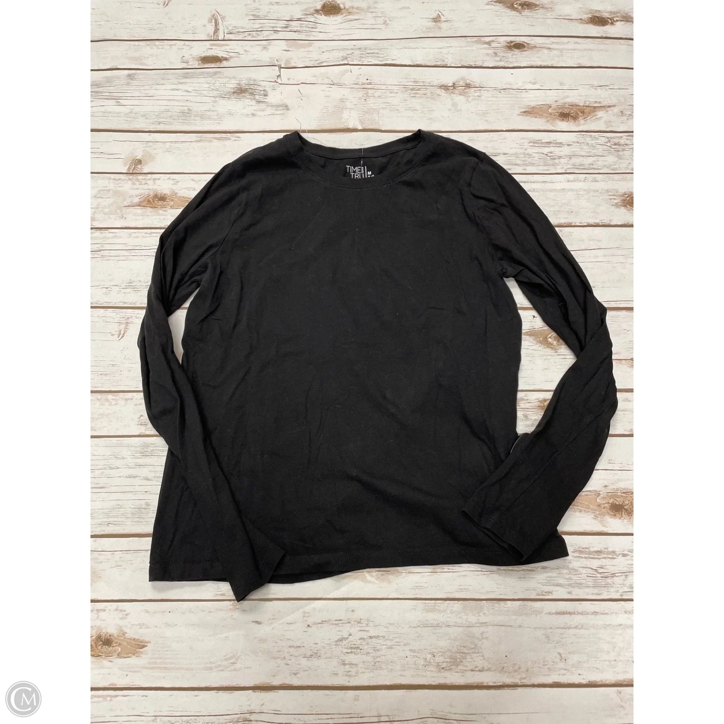 Top Long Sleeve Basic By Time And Tru In Black, Size: M