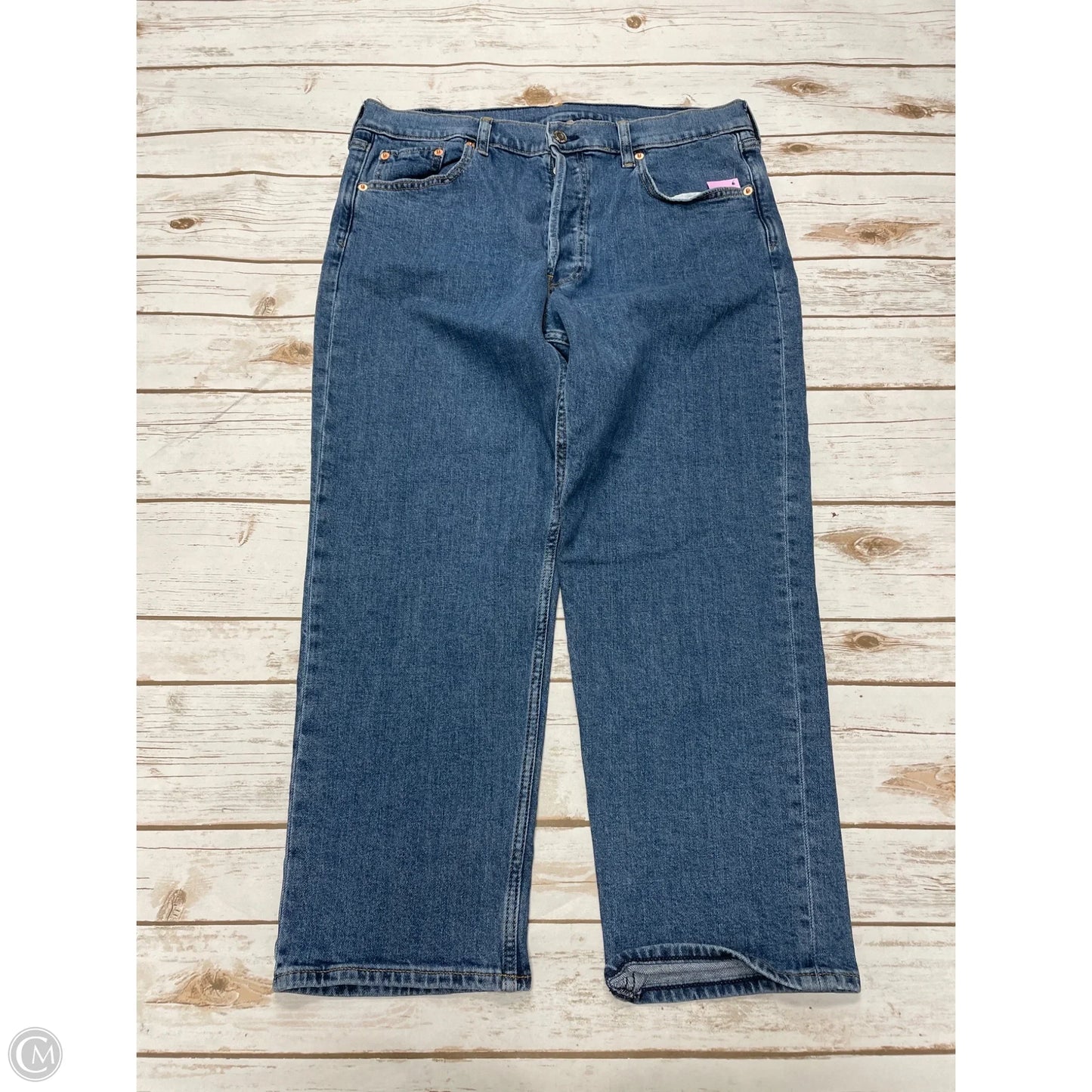 Jeans Straight By Gap In Blue Denim, Size: 14