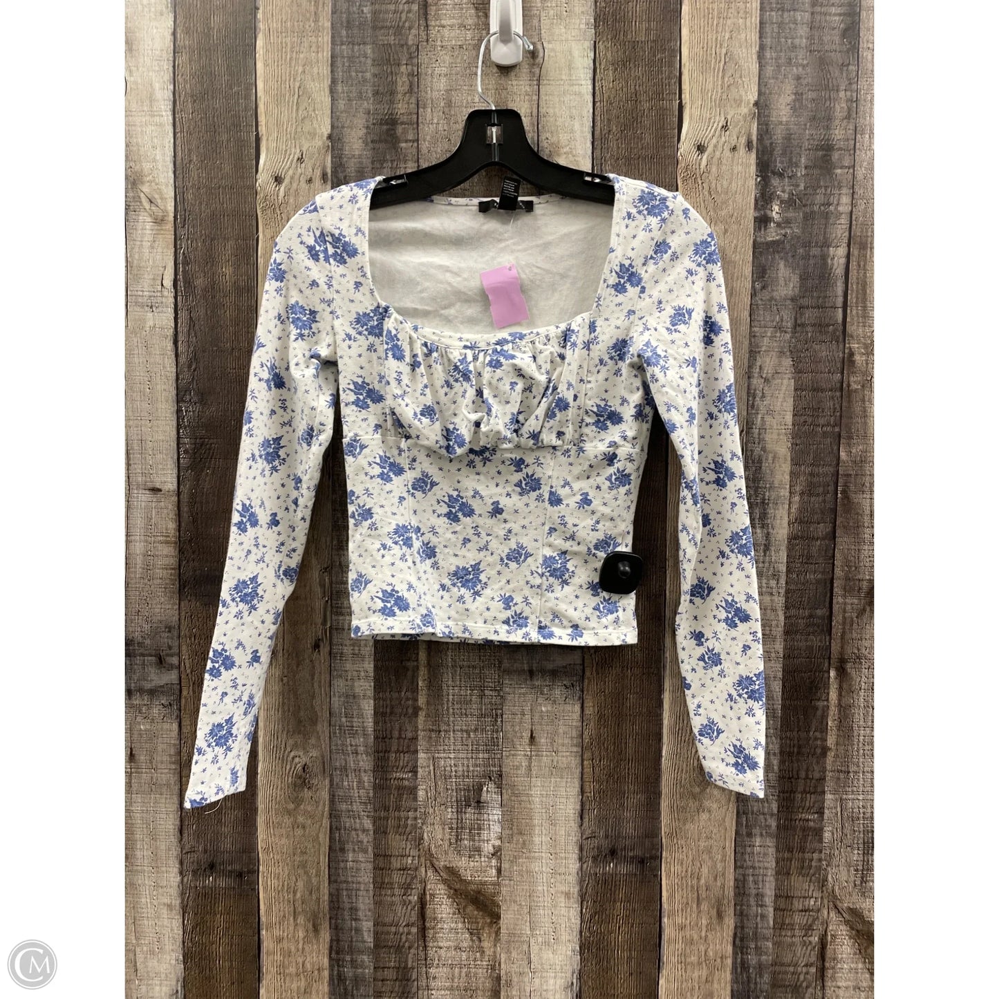 Top Long Sleeve By Forever 21 In Blue & White, Size: S