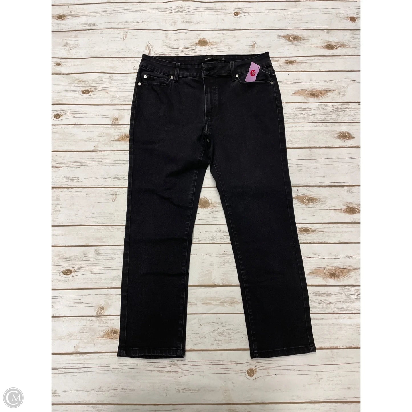 Jeans Straight By Tahari By Arthur Levine In Black Denim, Size: 12