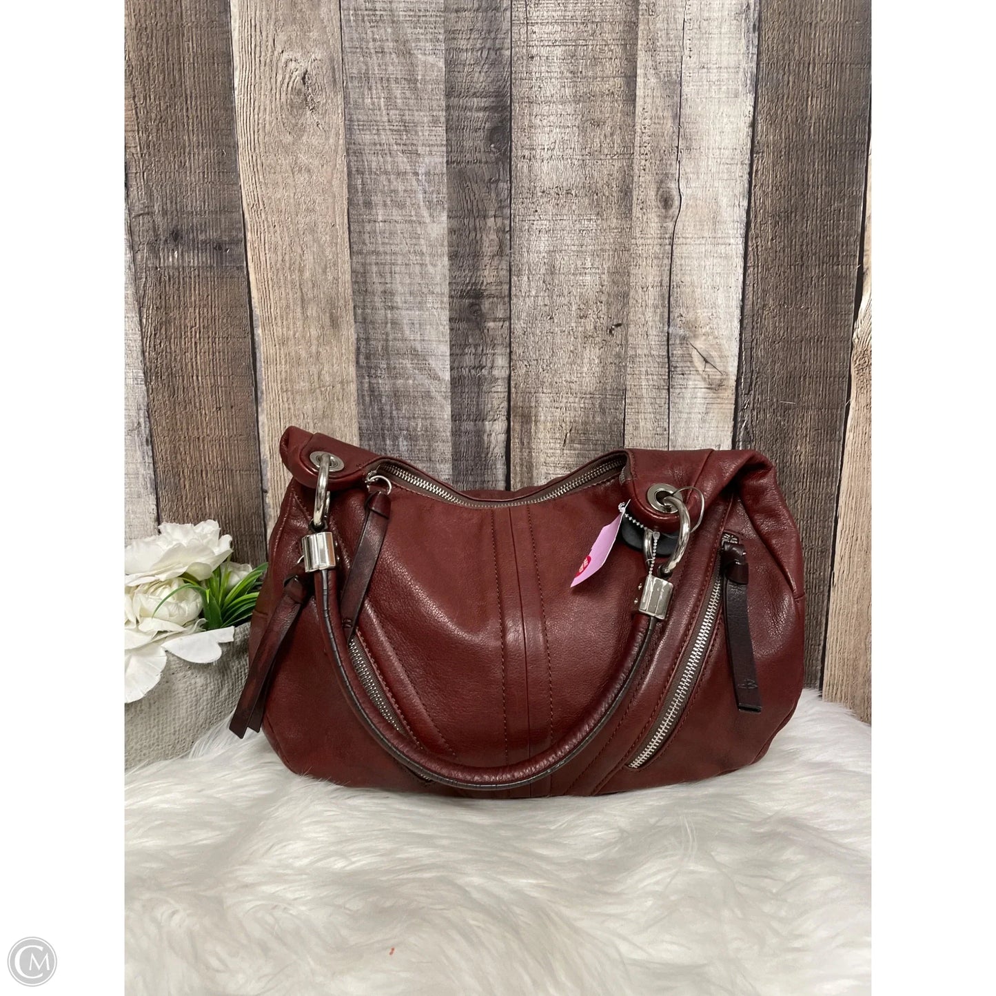 Handbag Leather By B. Makowsky, Size: Medium