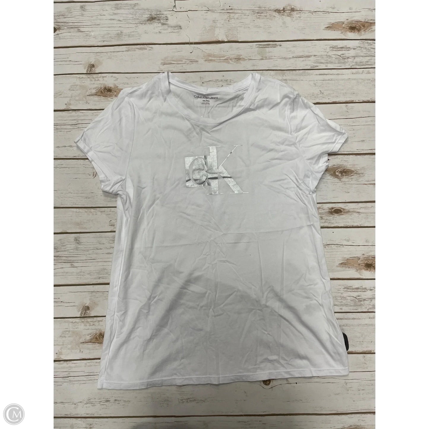 Top Short Sleeve Basic By Calvin Klein In White, Size: Xxl