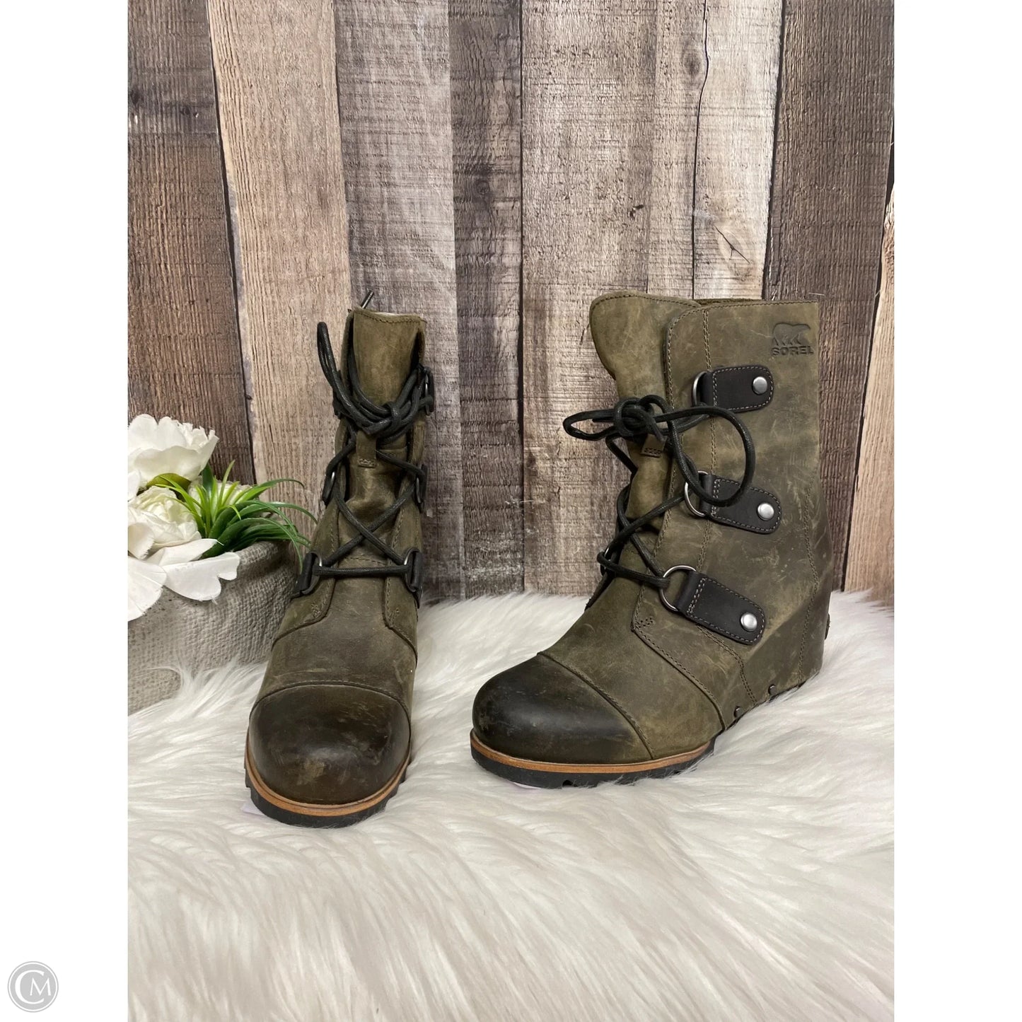 Boots Ankle Heels By Sorel In Taupe, Size: 6