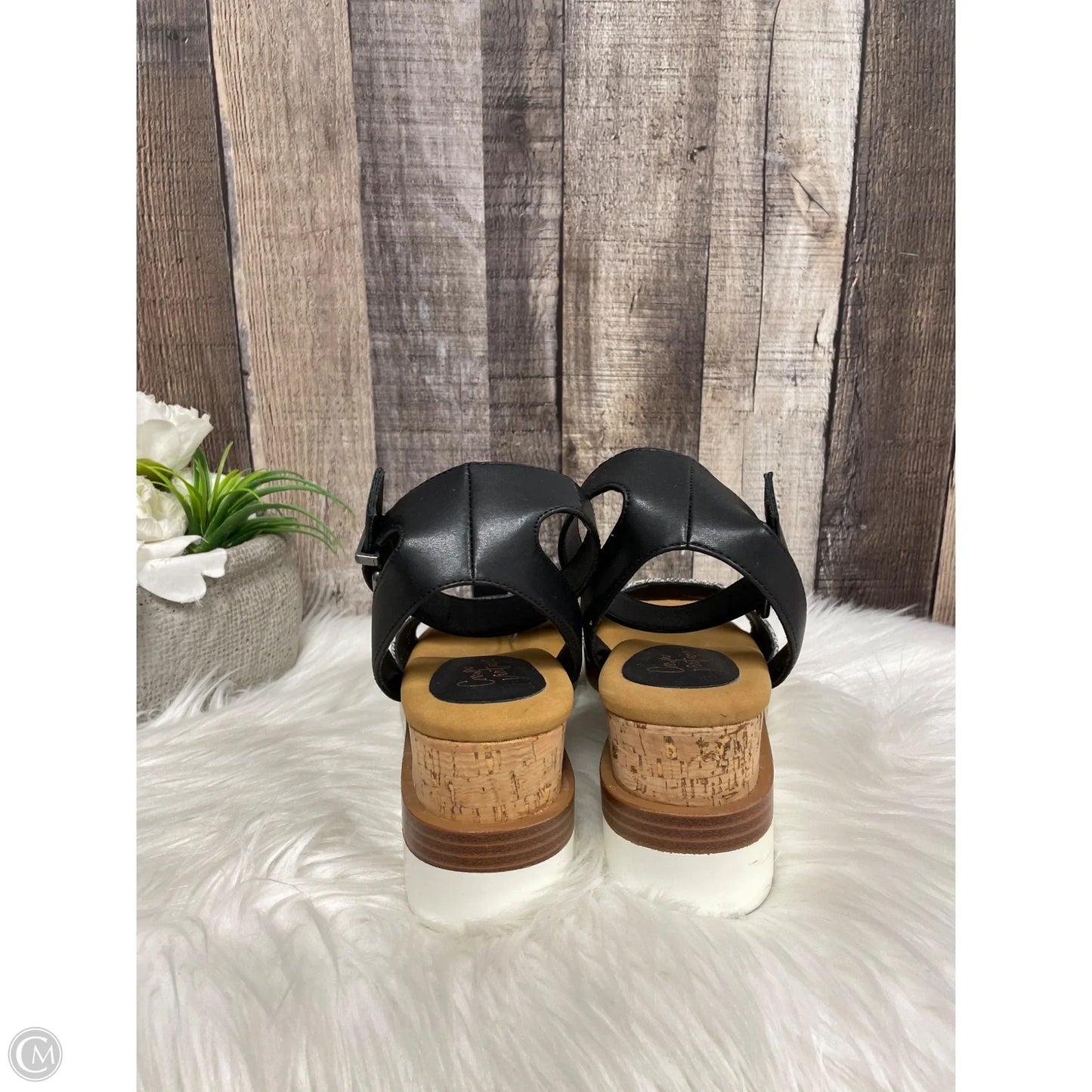 Sandals Heels Wedge By Crown Vintage In Black, Size: 7.5