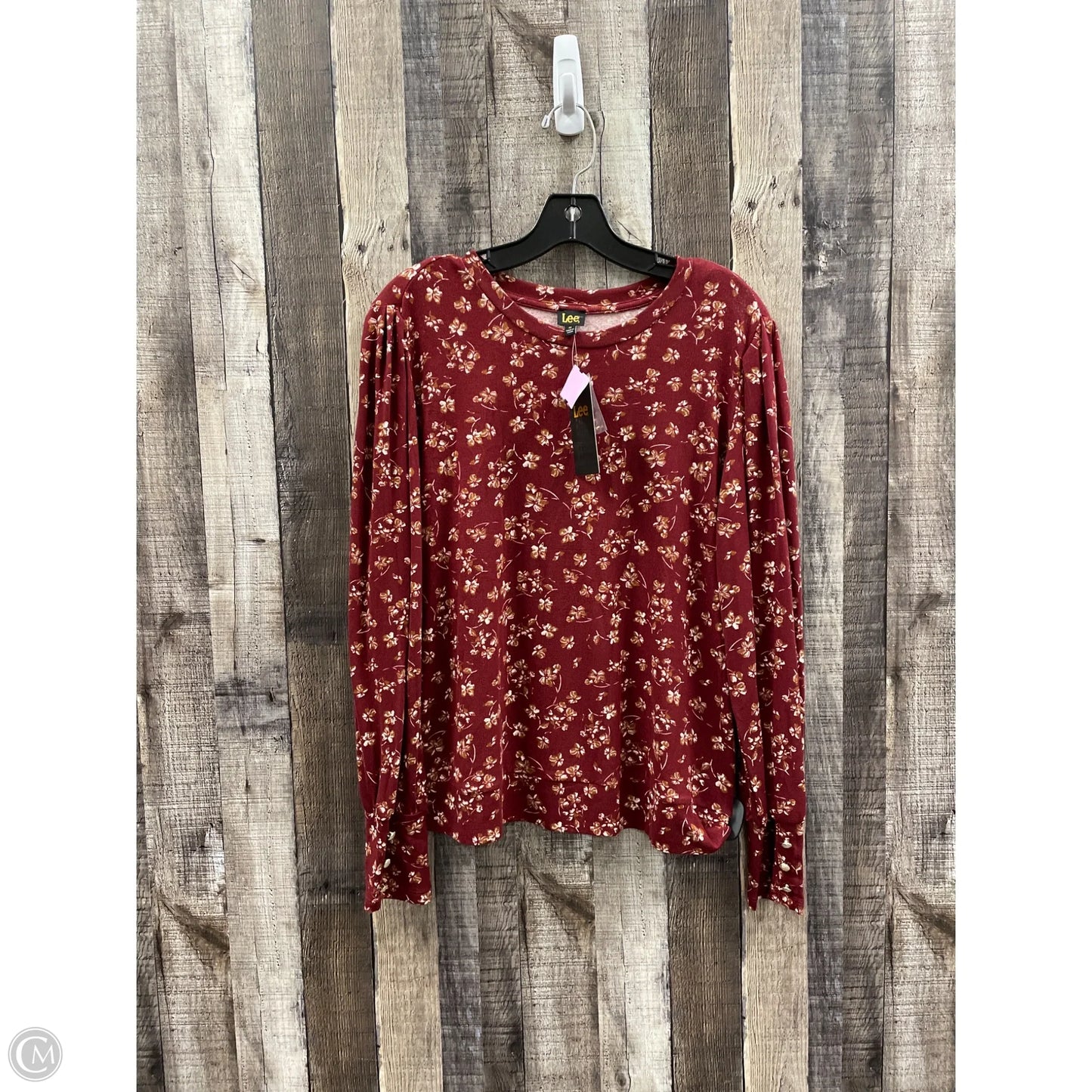 Top Long Sleeve By Lee In Maroon, Size: M