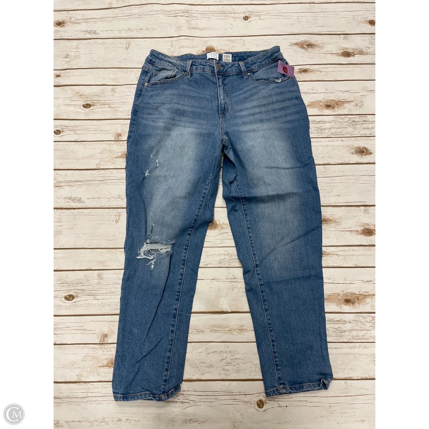 Jeans Straight By Time And Tru In Blue Denim, Size: 14