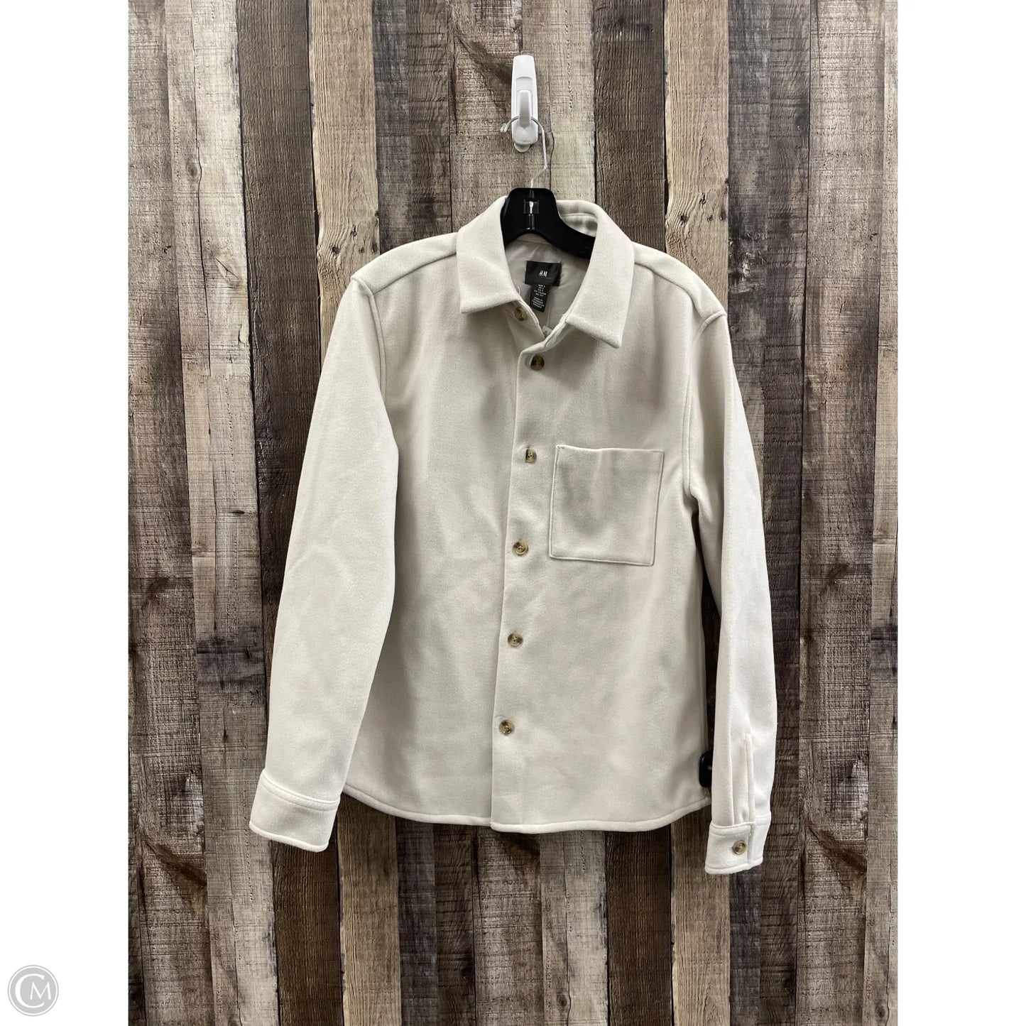 Jacket Shirt By H&m In Ivory, Size: S