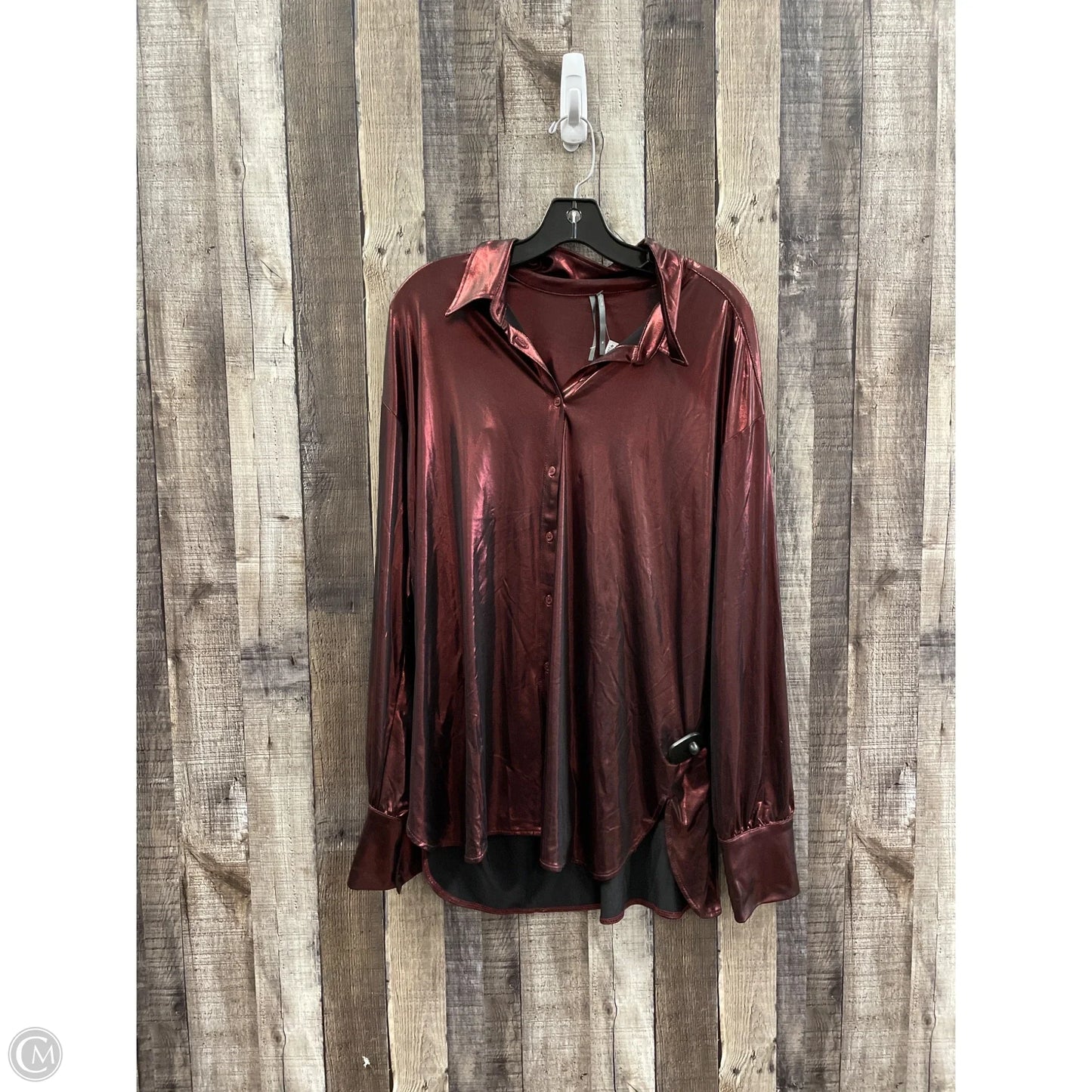 Top Long Sleeve By Anthropologie In Maroon, Size: Xl