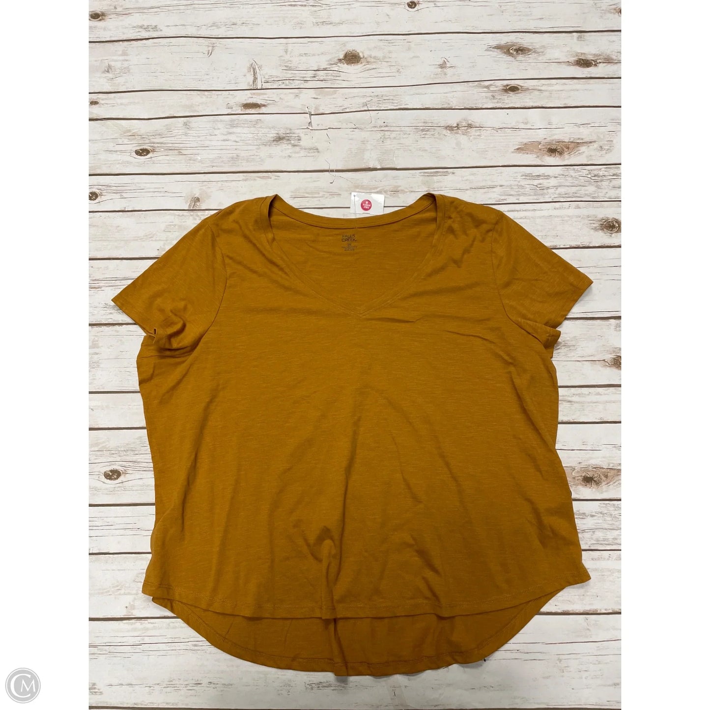Top Short Sleeve By Falls Creek In Yellow, Size: 3x