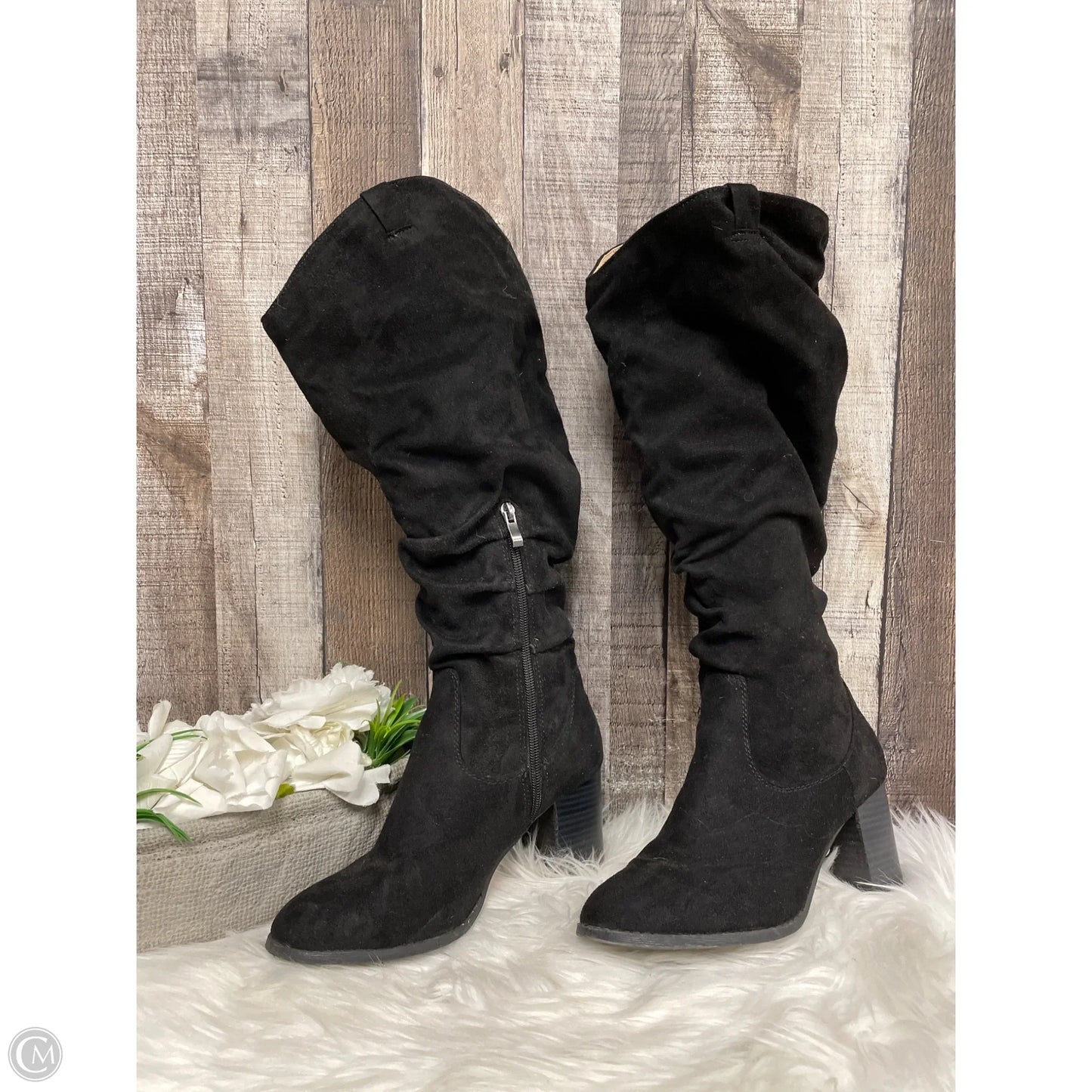 Boots Knee Heels By Cmf In Black, Size: 9
