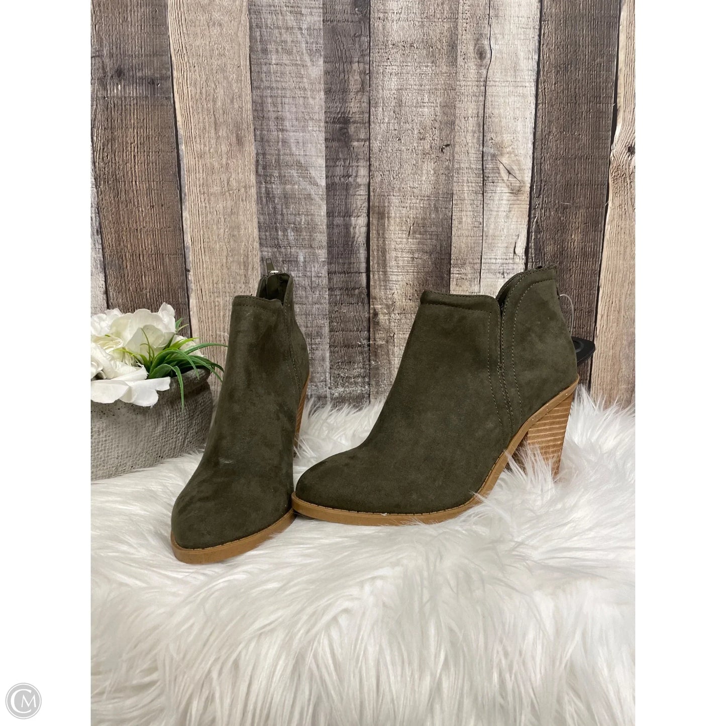 Boots Ankle Heels By Joie In Green, Size: 8