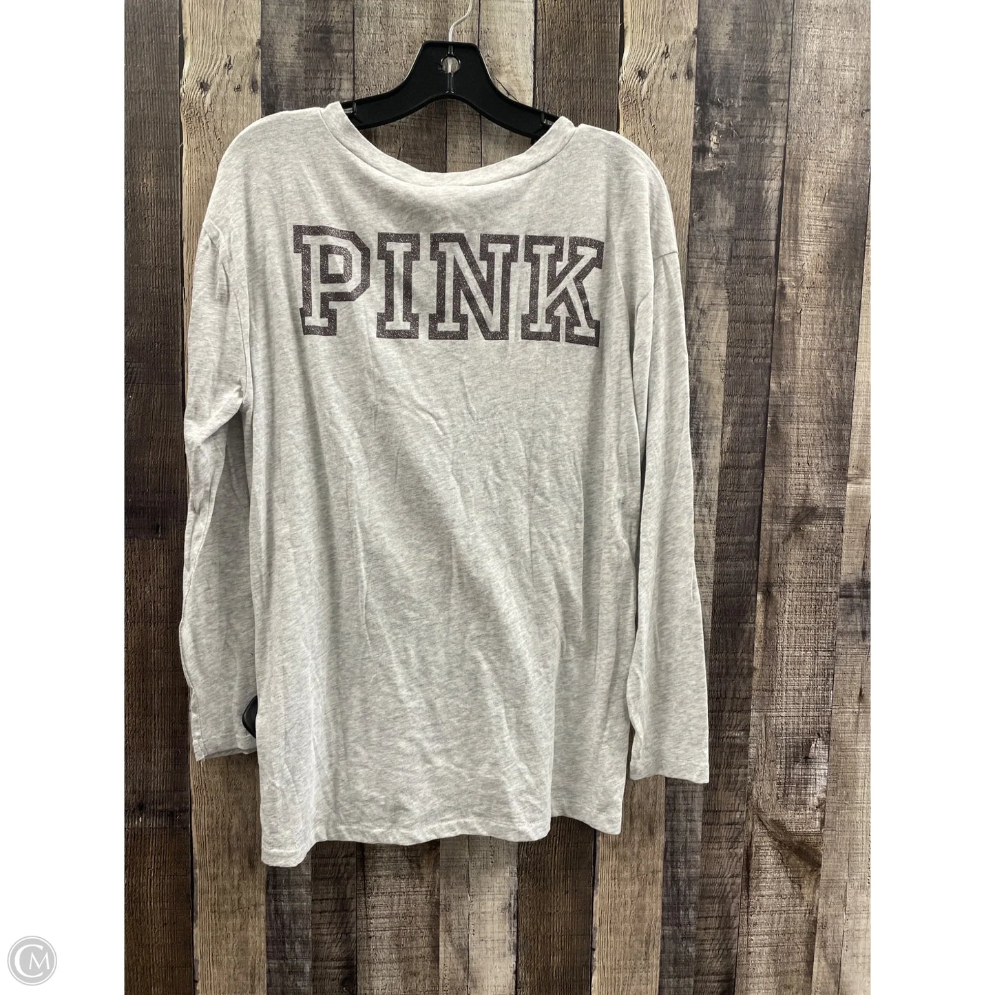 Top Long Sleeve By Pink In Grey, Size: S