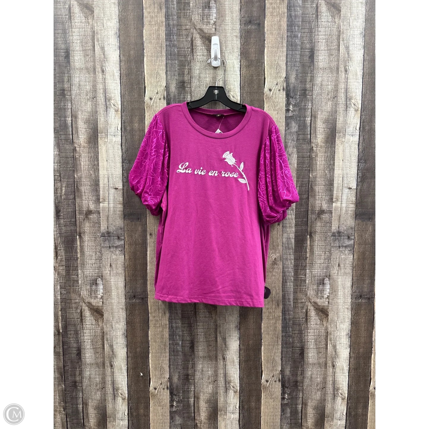 Top Short Sleeve By Cme In Purple, Size: 1x