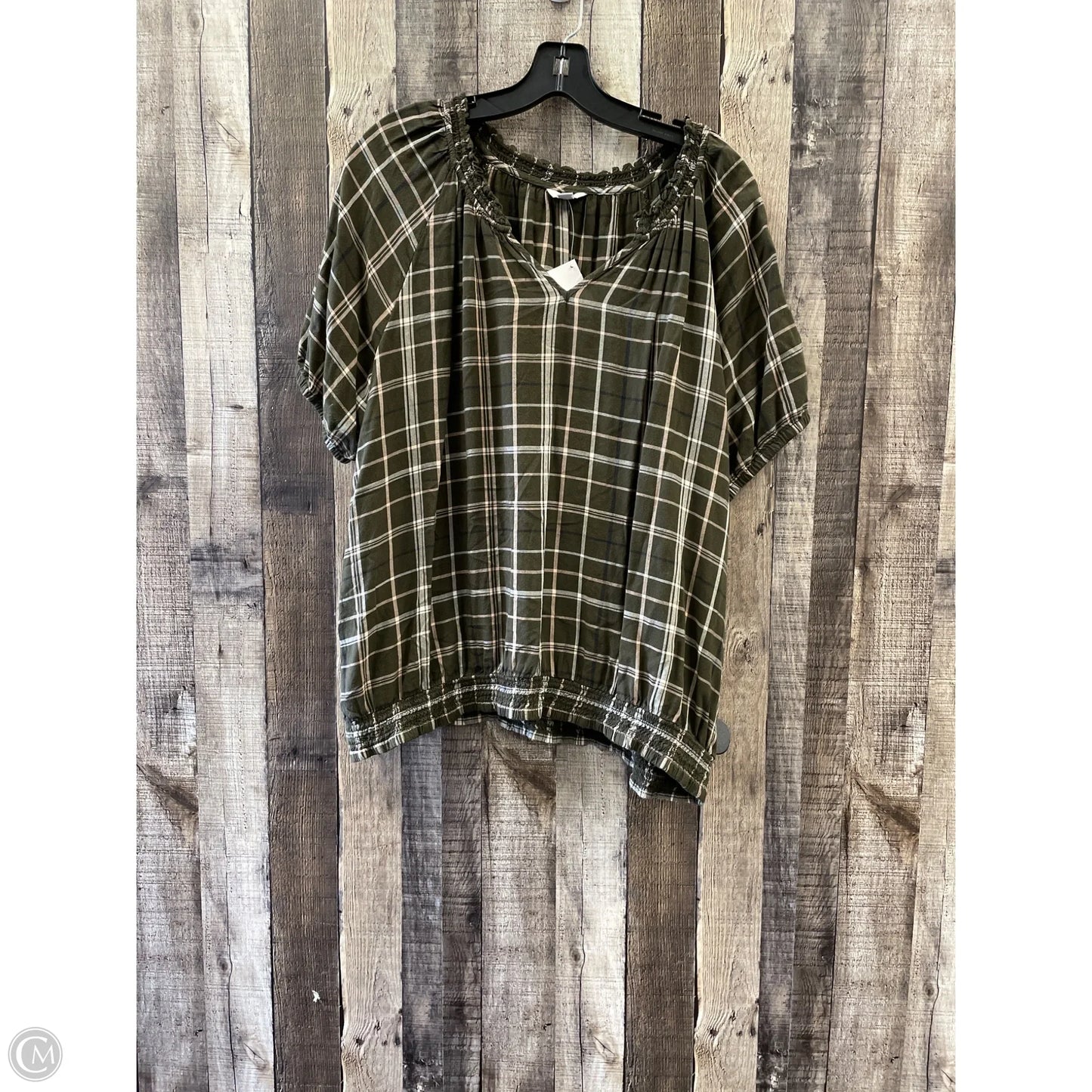 Top Short Sleeve By Sonoma In Plaid Pattern, Size: Xxl