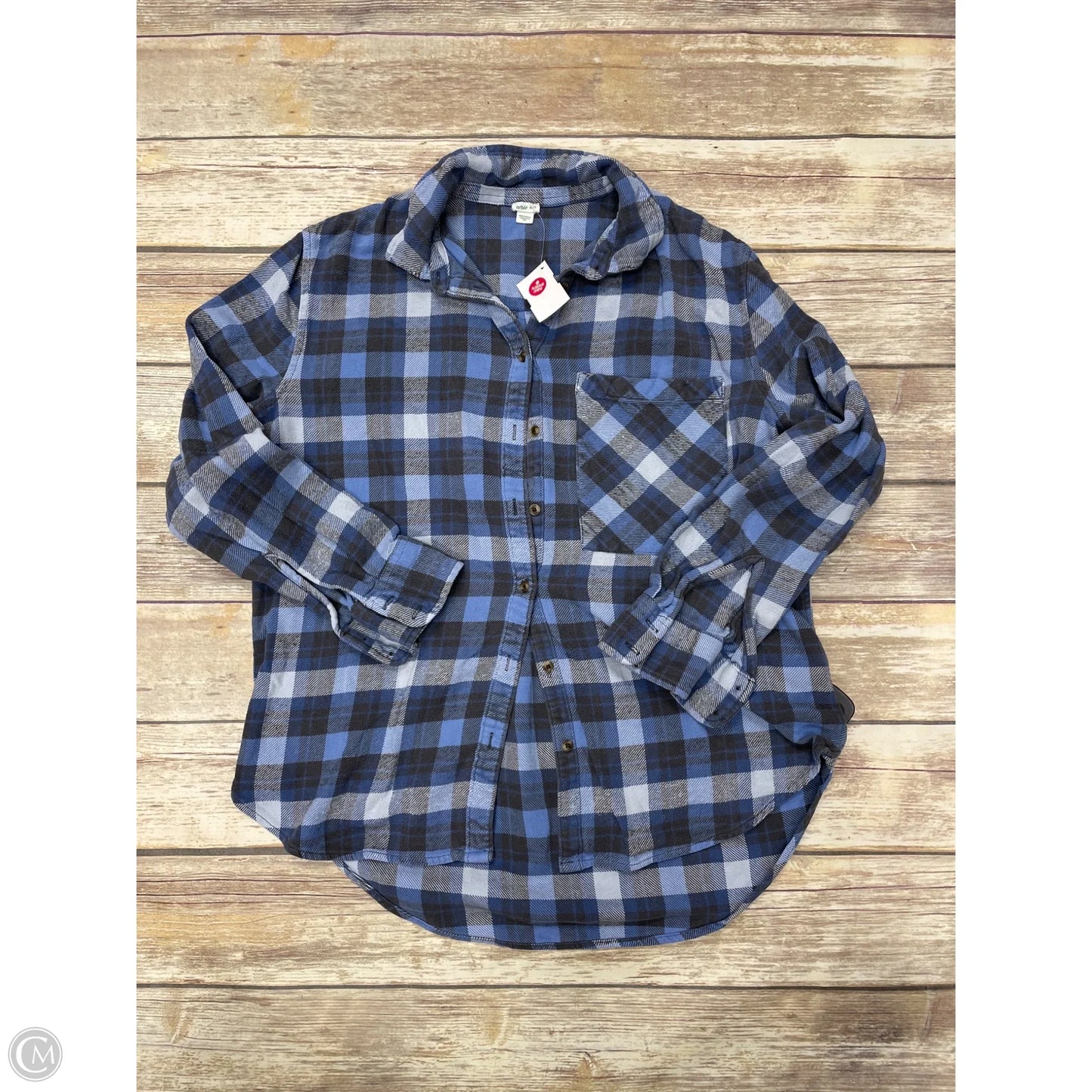 Top Long Sleeve By Aerie In Plaid Pattern, Size: Xs