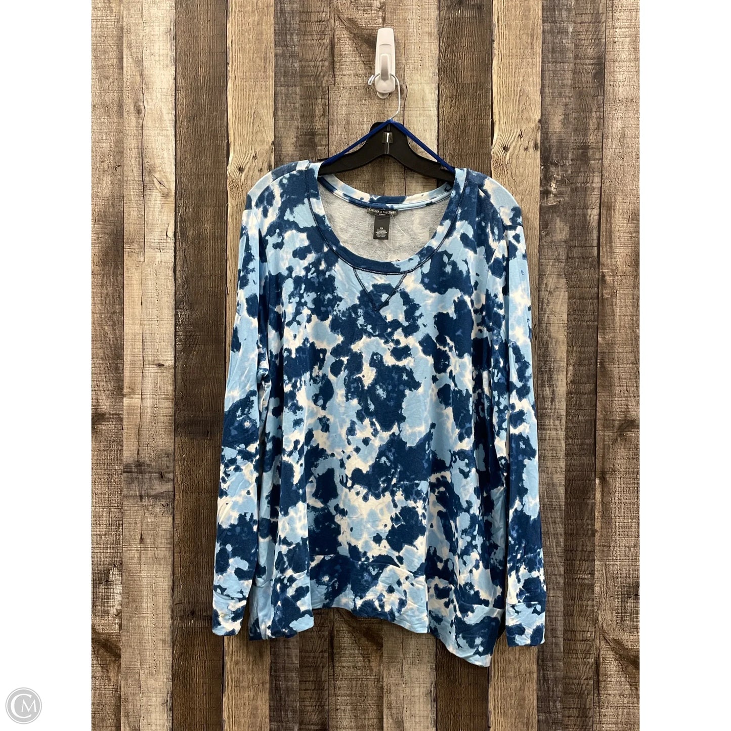 Top Long Sleeve By Chelsea And Theodore In Tie Dye Print, Size: 2x