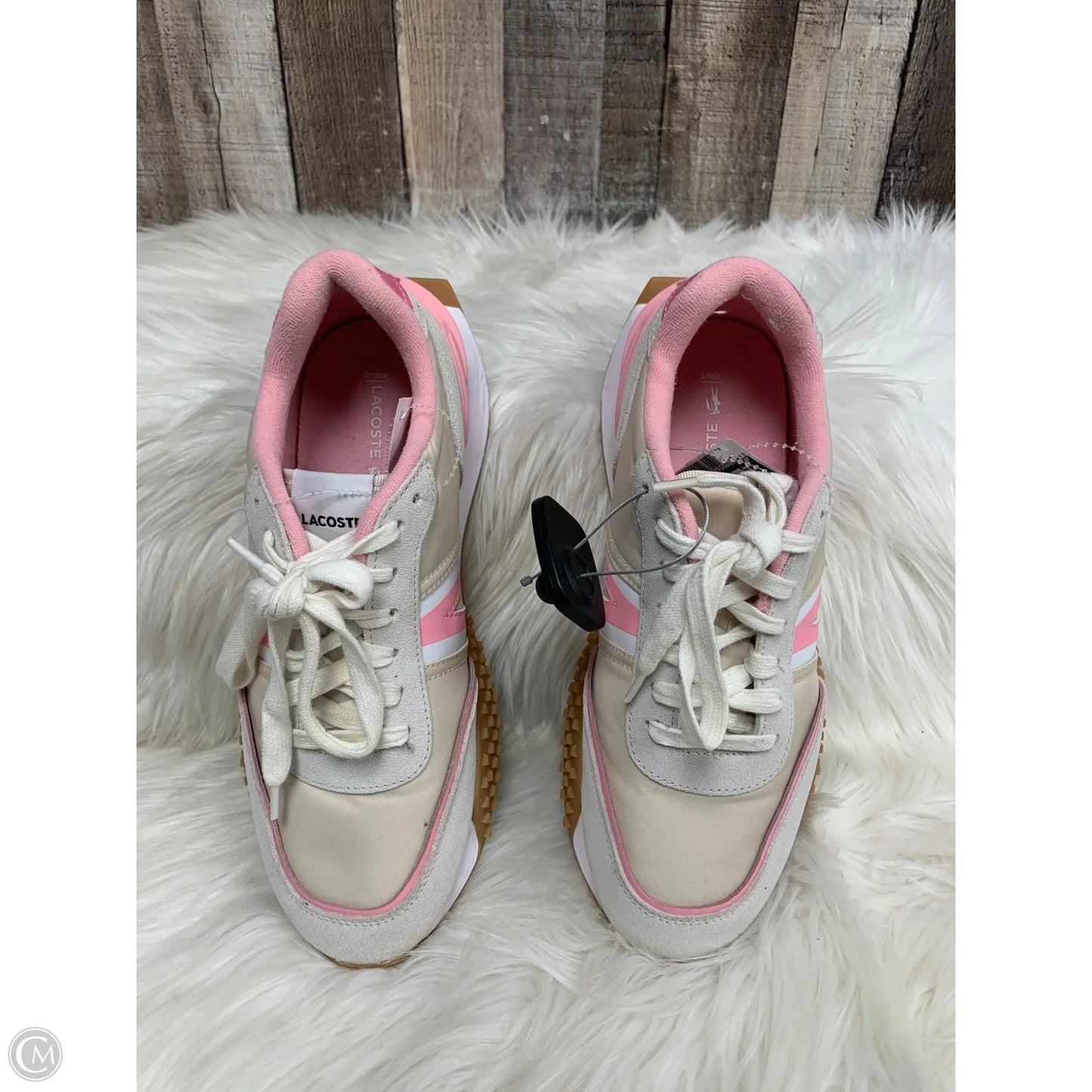 Shoes Athletic By Lacoste In Cream & Pink, Size: 8