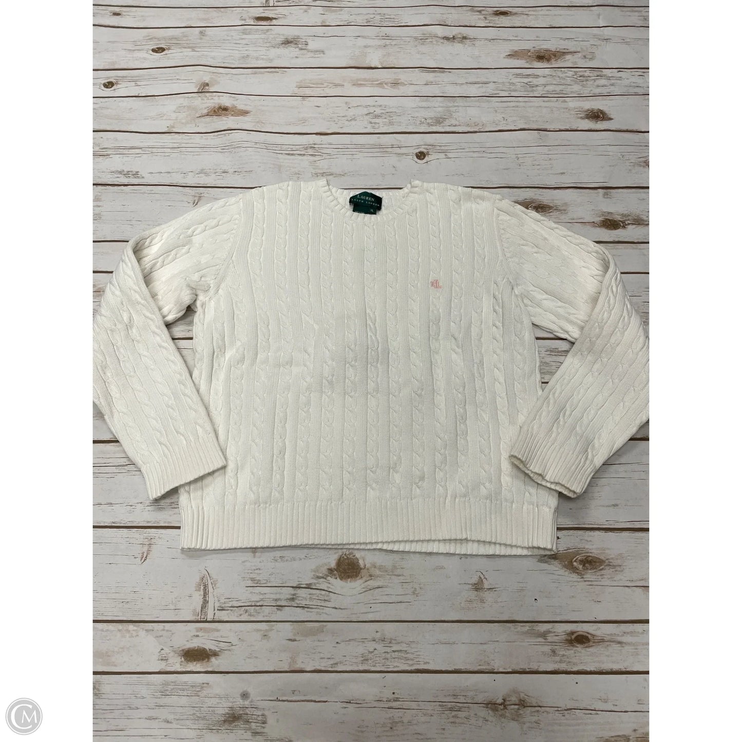 Sweater By Lauren By Ralph Lauren In White, Size: Xl