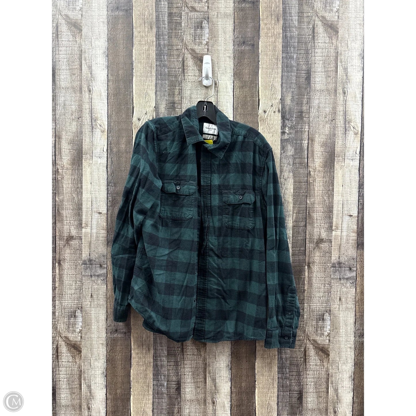 Top Long Sleeve By Cme In Plaid Pattern, Size: L