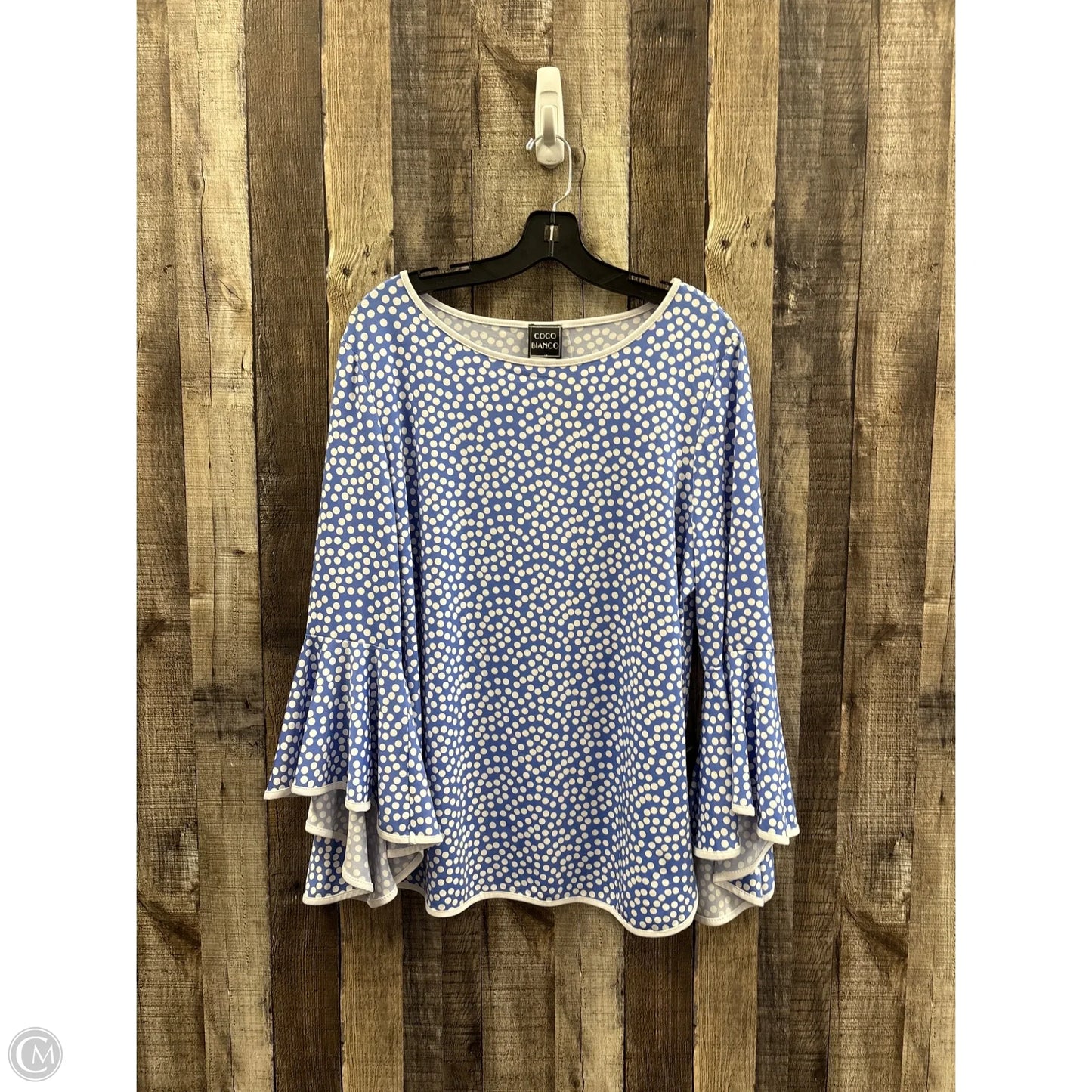 Top Long Sleeve By Coco Bianco In Polkadot Pattern, Size: Xl