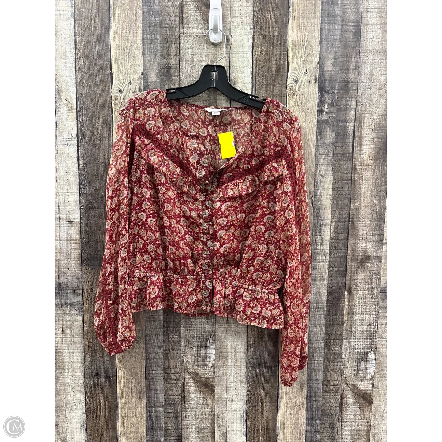 Top Long Sleeve By American Eagle In Red, Size: M