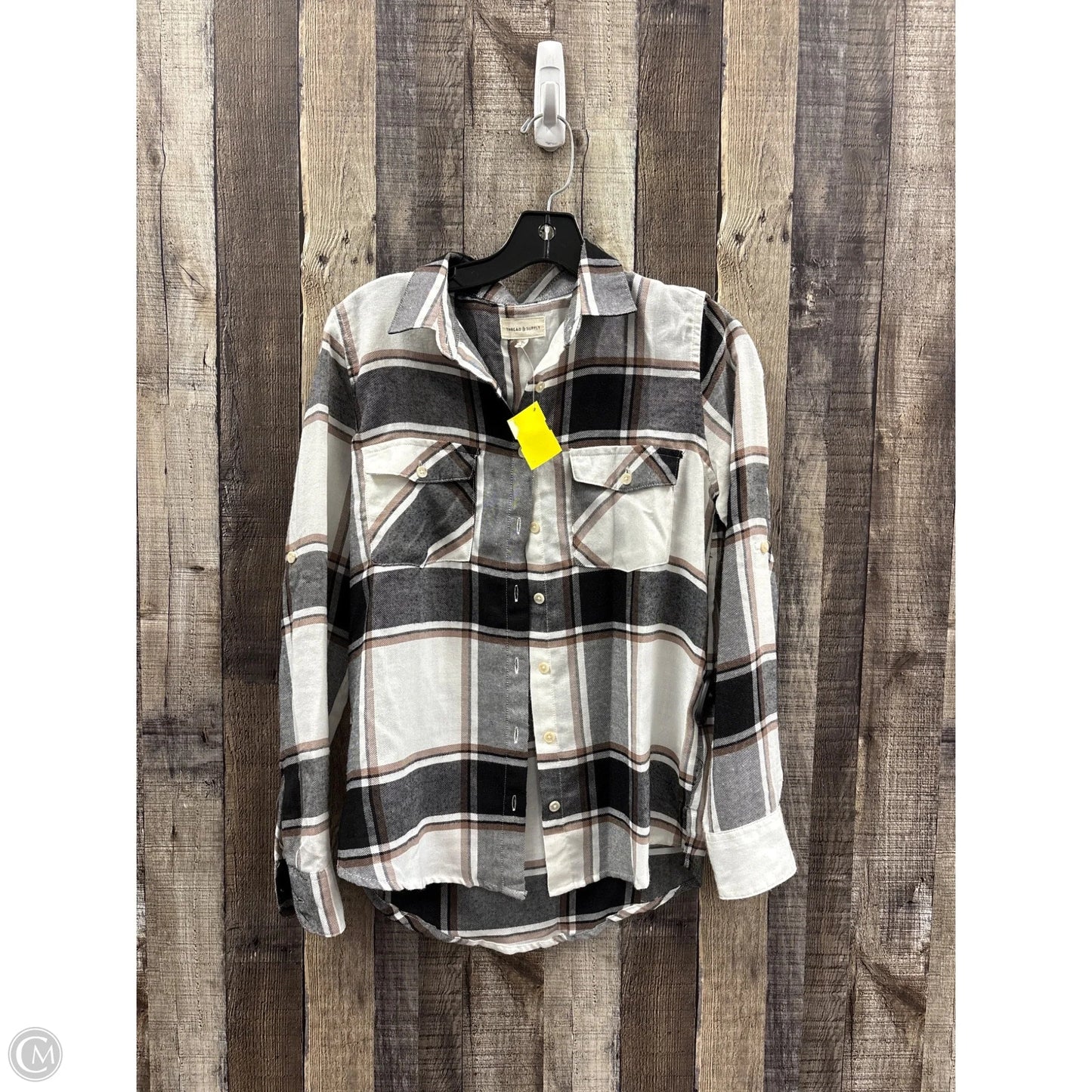 Top Long Sleeve By Thread And Supply In Plaid Pattern, Size: Xs