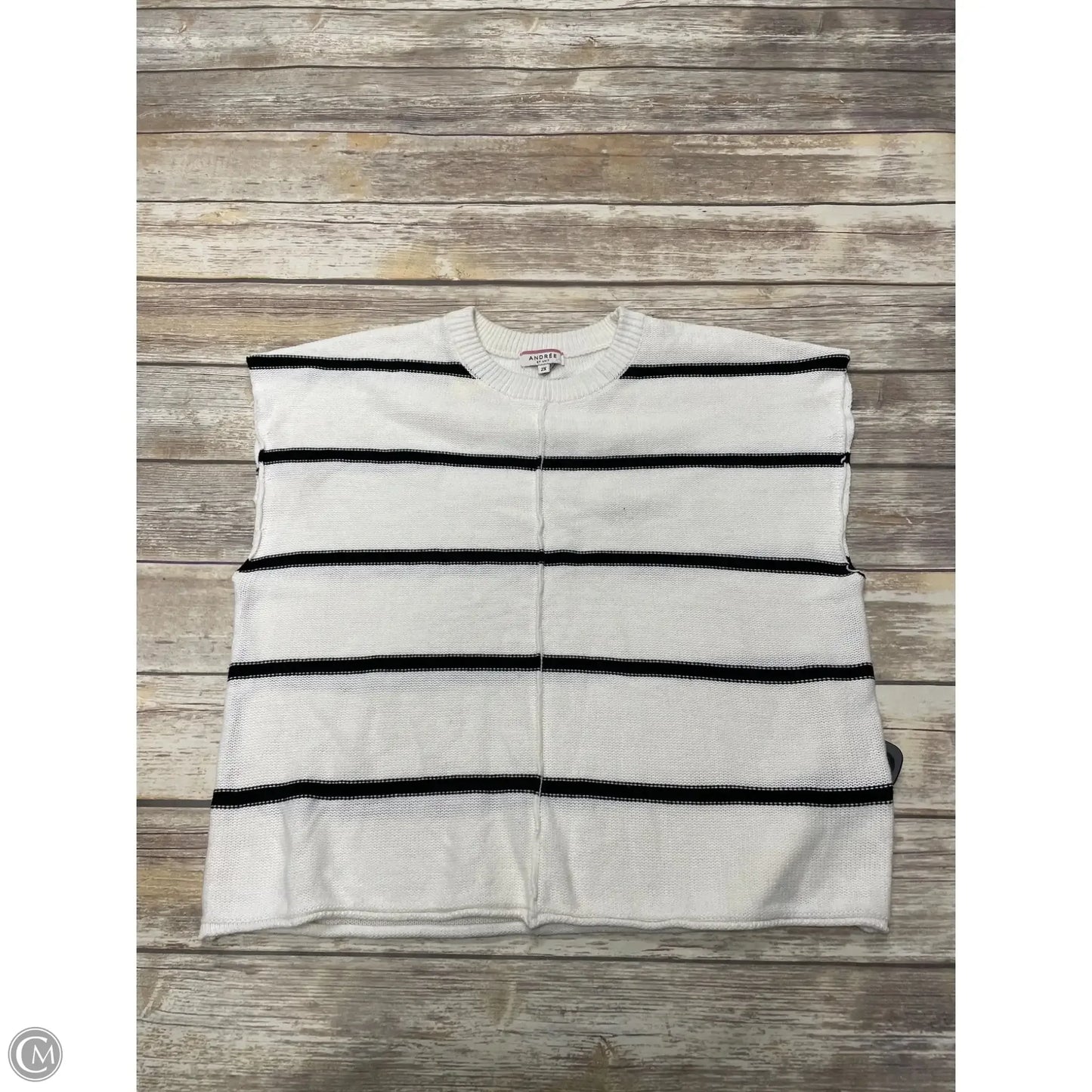 Sweater By Andree By Unit In Black & White, Size: 2x