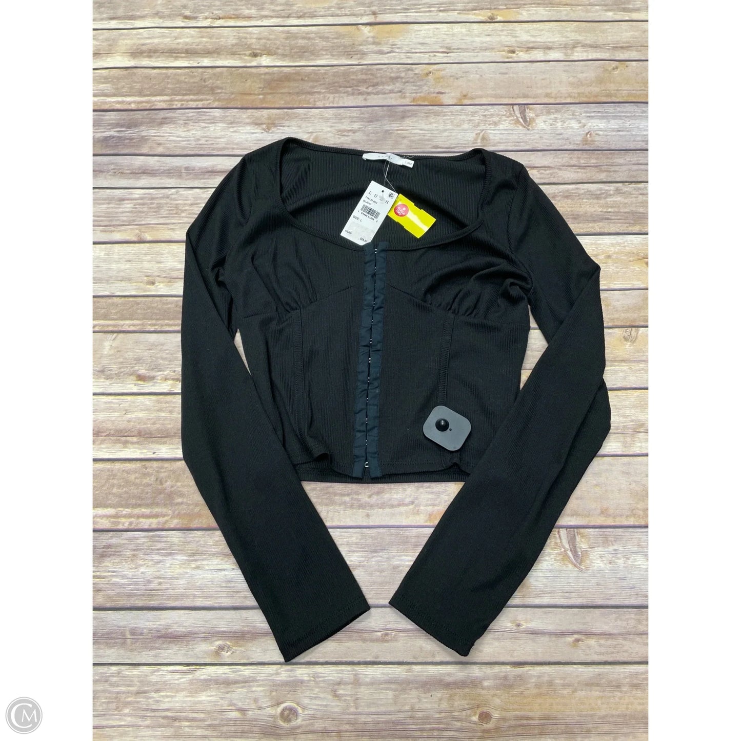 Top Long Sleeve By Lush In Black, Size: L