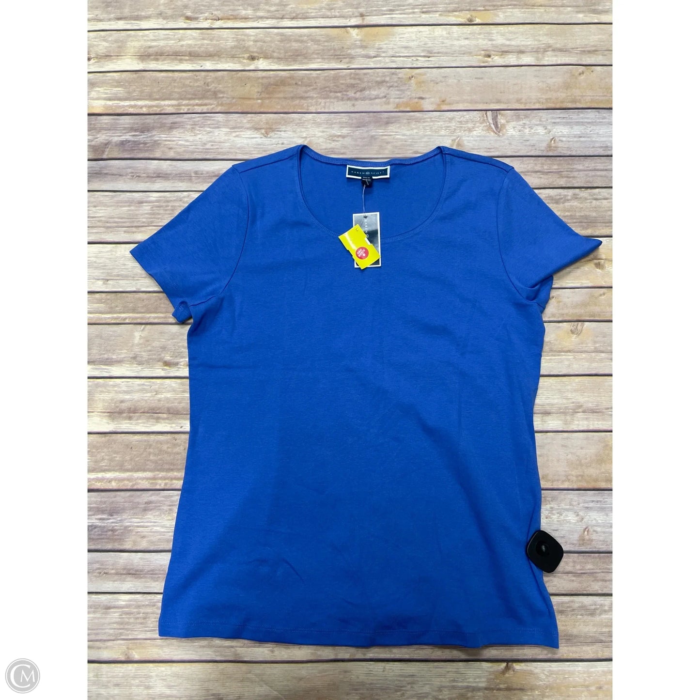 Top Short Sleeve By Karen Scott In Blue, Size: L