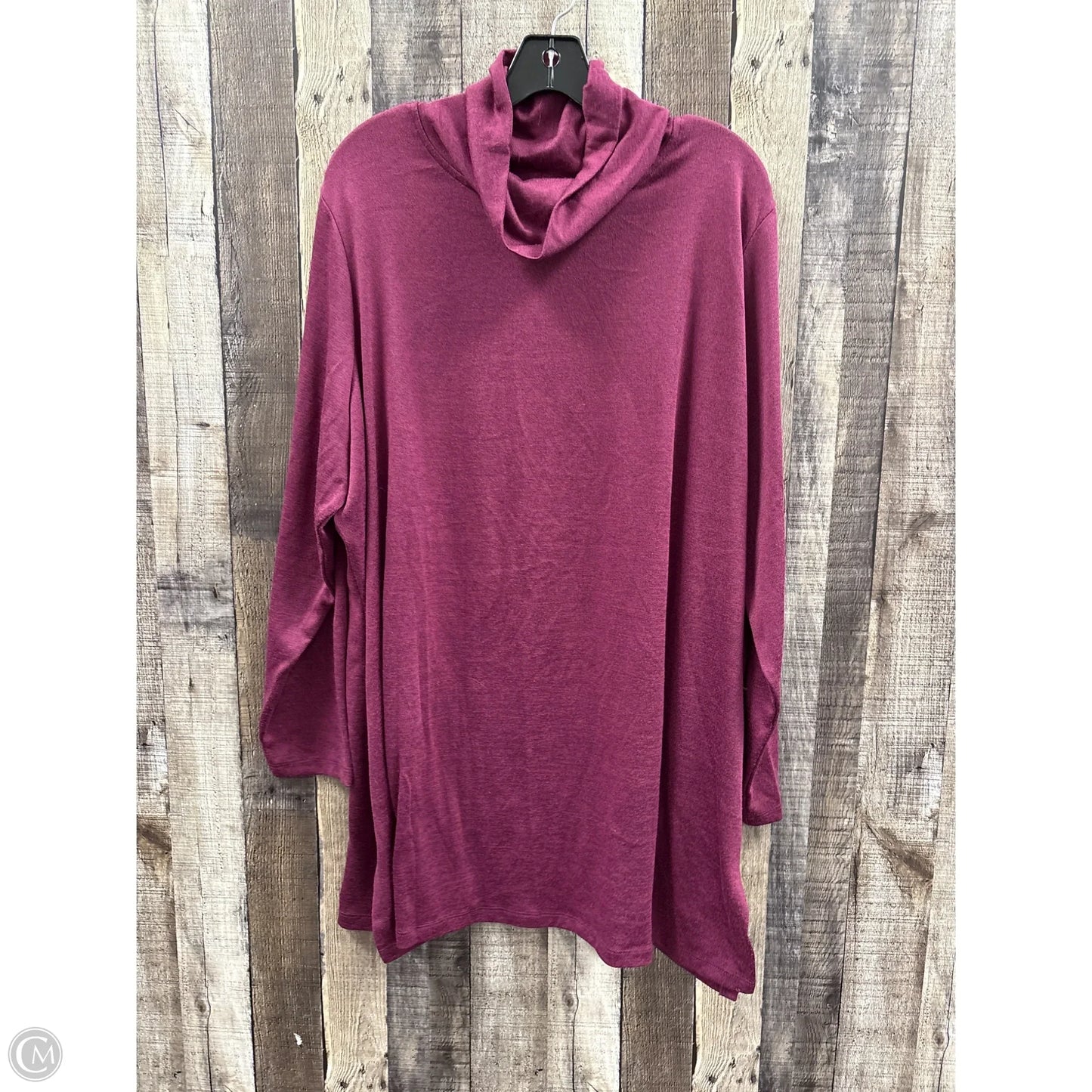 Tunic Long Sleeve By D&co. In Maroon, Size: 2x