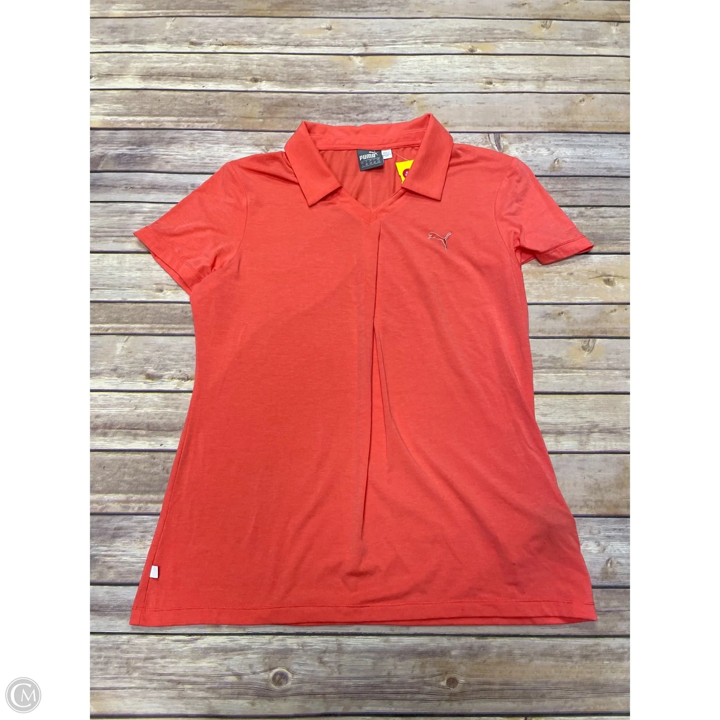 Athletic Top Short Sleeve By Puma In Orange, Size: L
