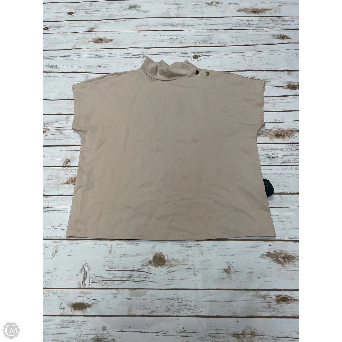 Top Short Sleeve By Ann Taylor In Beige, Size: S