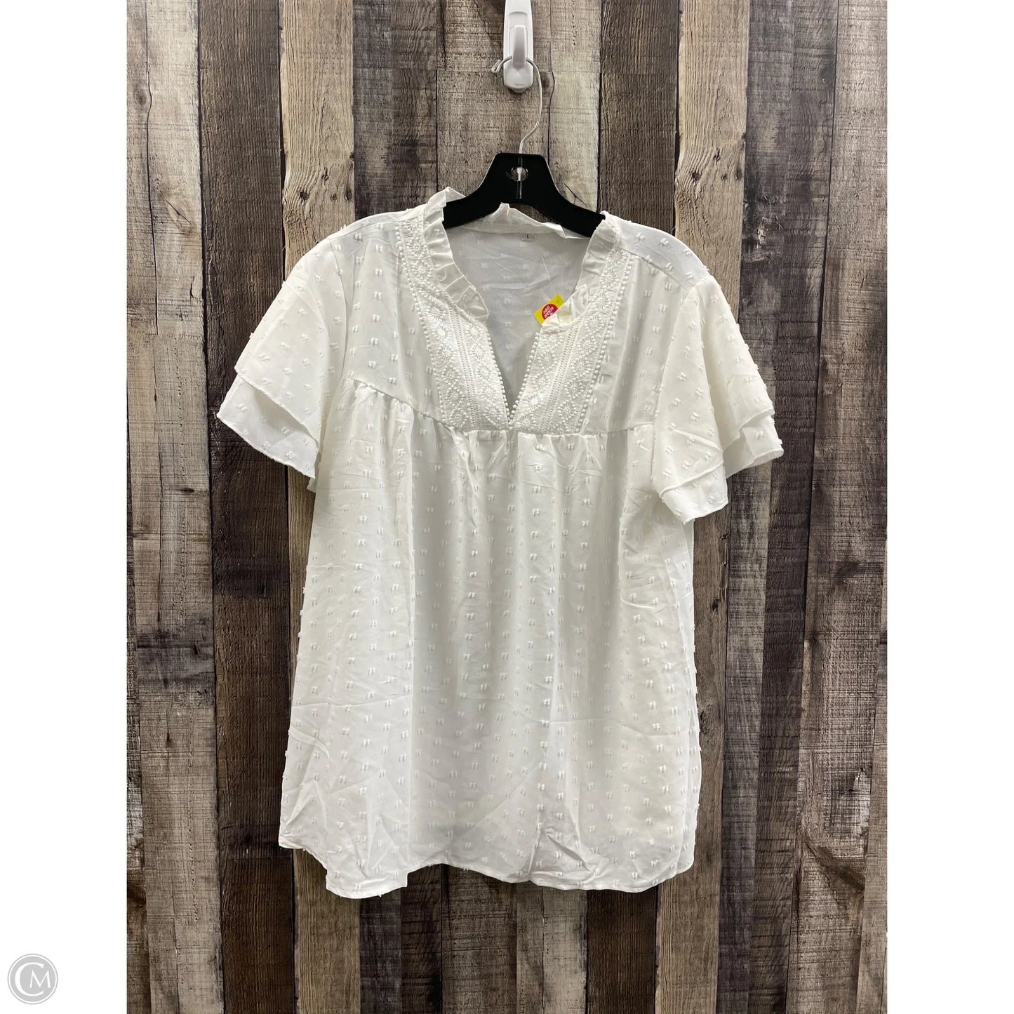 Top Short Sleeve By Cmf In White, Size: L