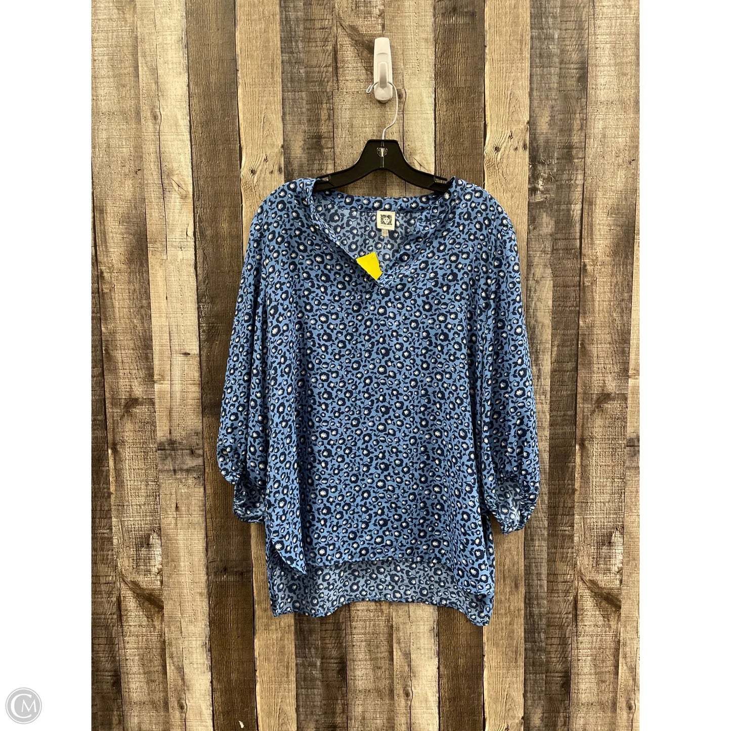 Top 3/4 Sleeve By Anne Klein In Blue, Size: Xl